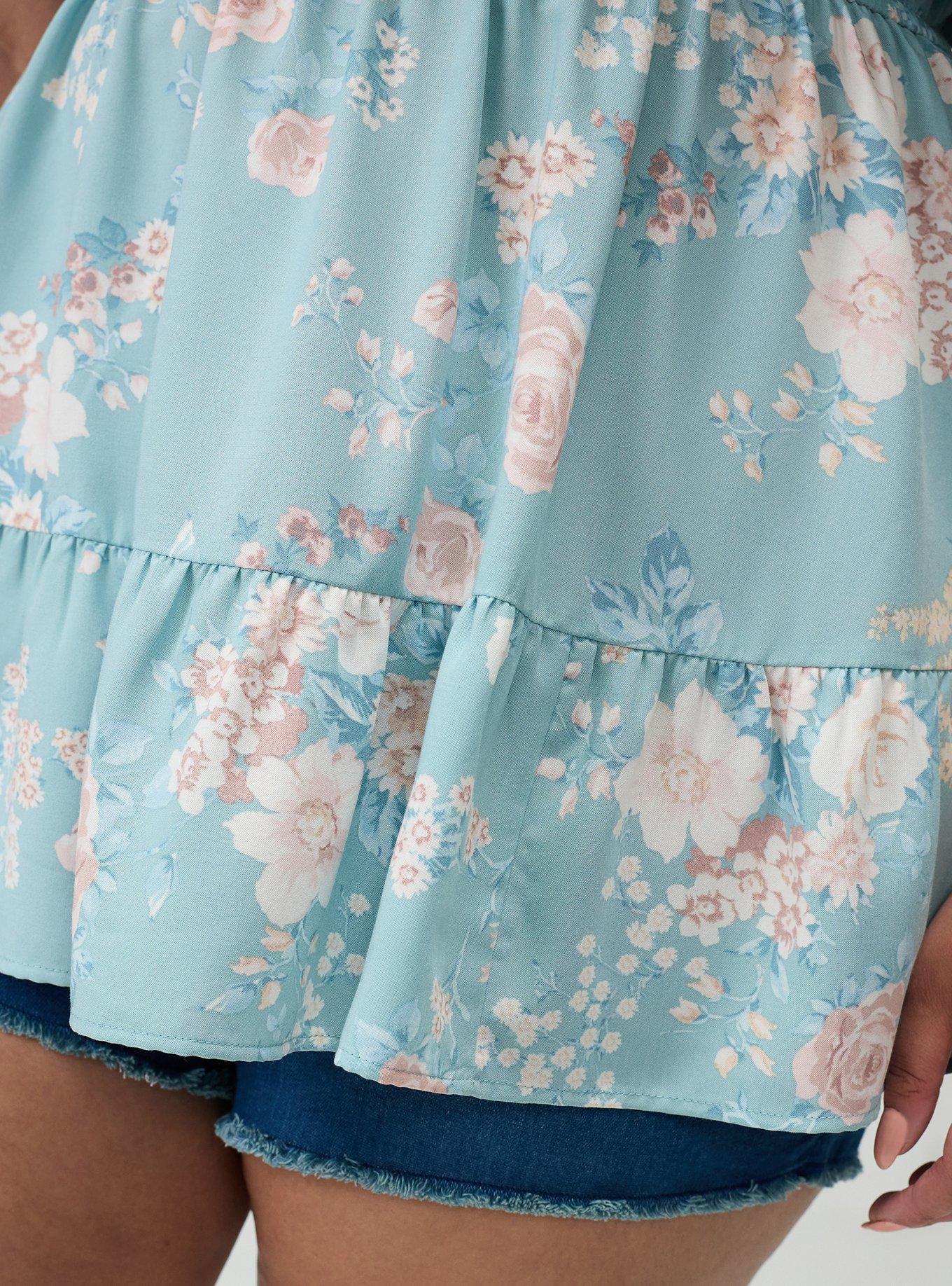 Plus Size Babydoll Scoop Challis Top, WILD BOUQUET MINT, alternate