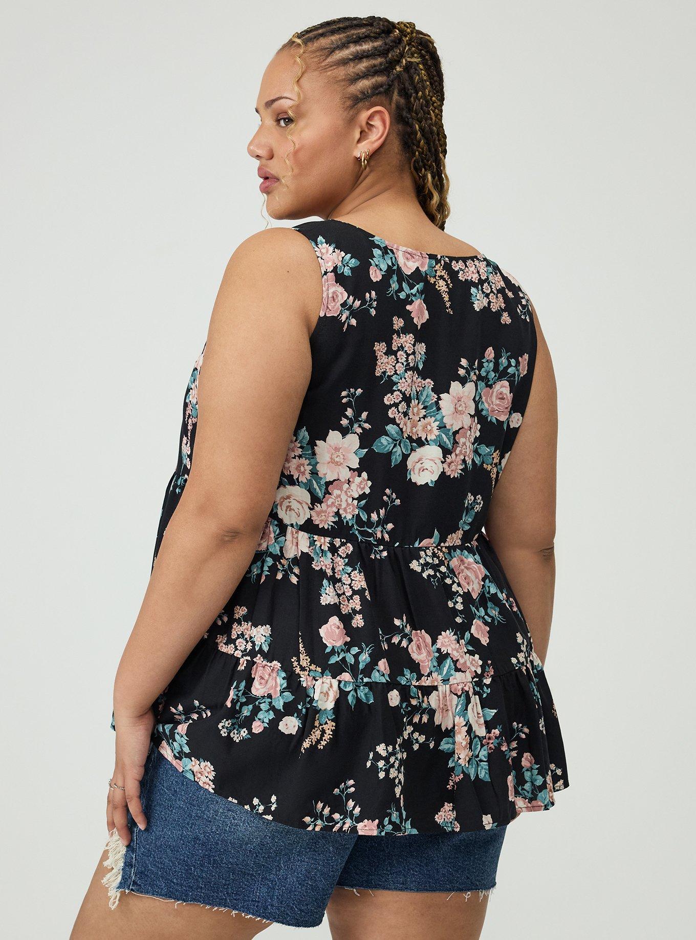 Challis Tiered Tunic Tank, WILD BOUQUET BLACK, alternate