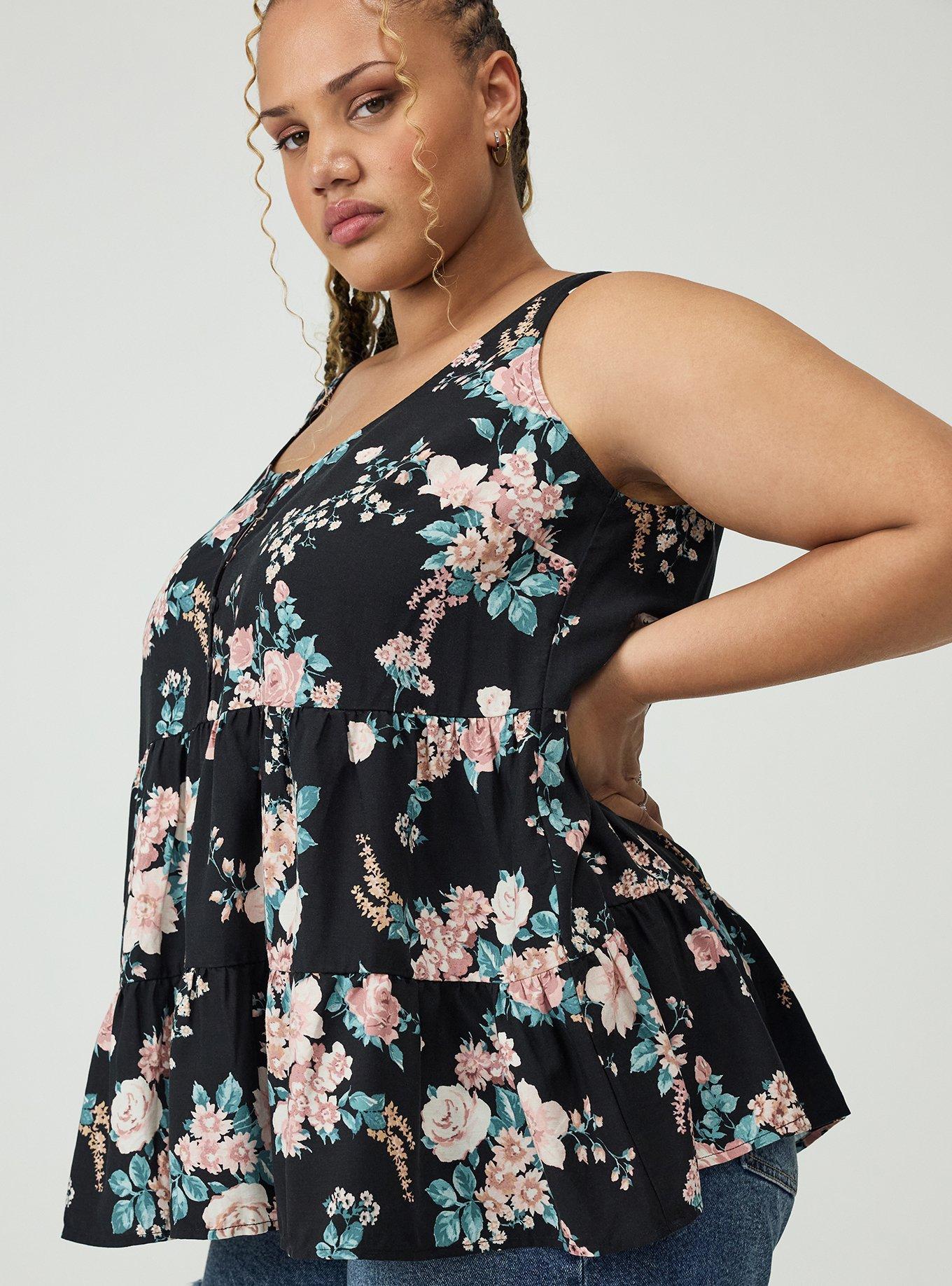 Challis Tiered Tunic Tank, WILD BOUQUET BLACK, alternate