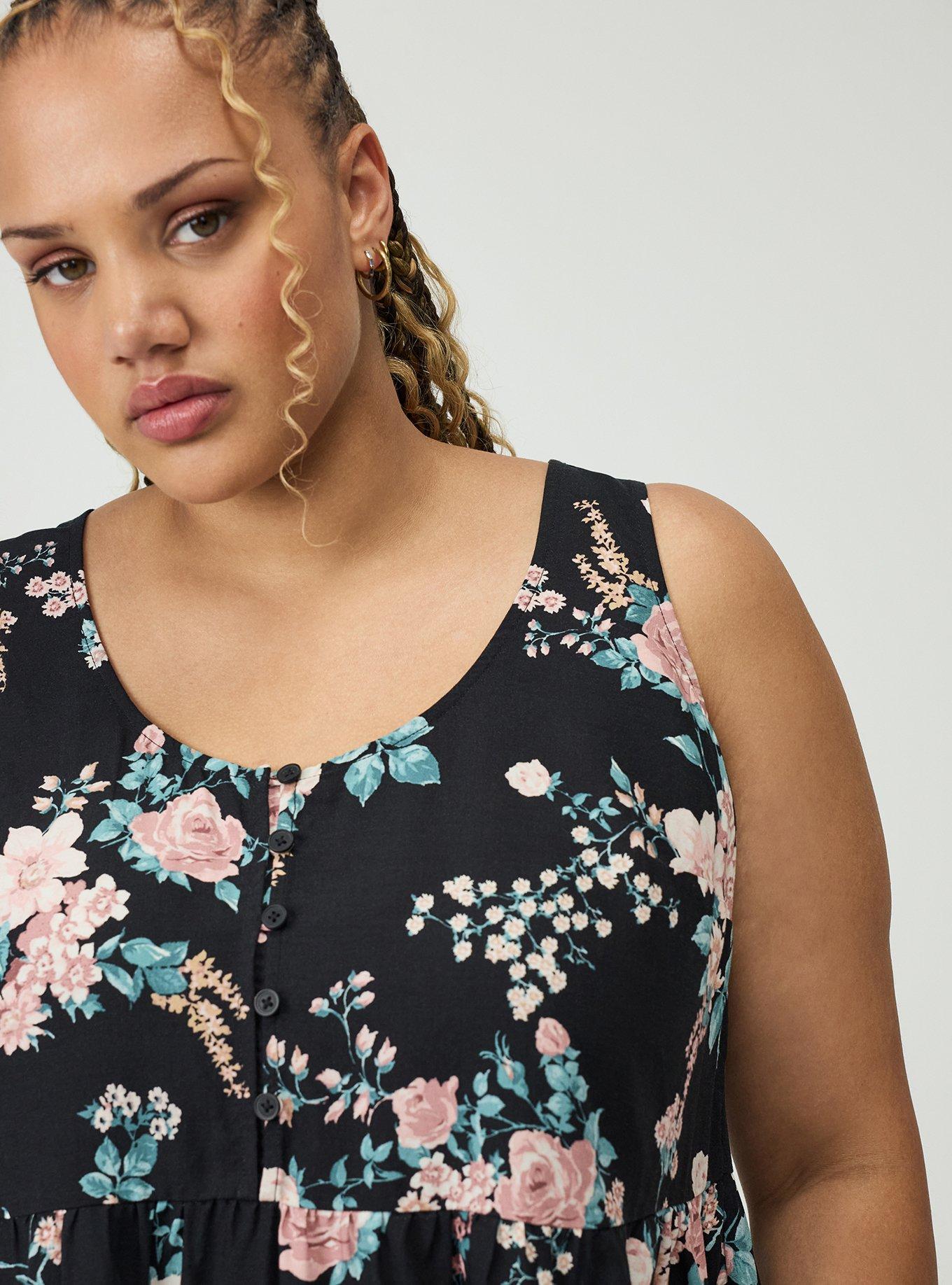 Challis Tiered Tunic Tank, WILD BOUQUET BLACK, alternate