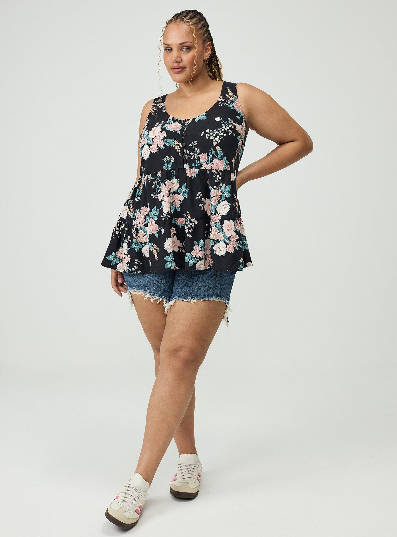 Challis Tiered Tunic Tank, WILD BOUQUET BLACK, alternate