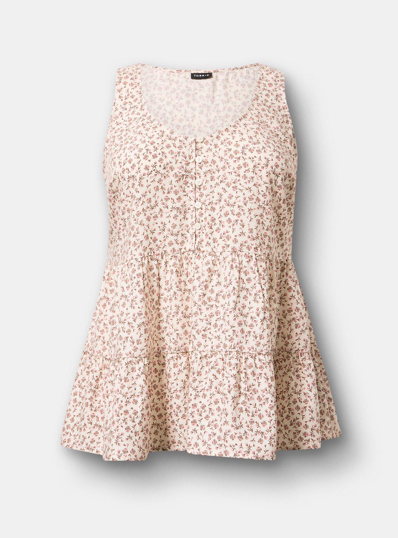 Challis Tiered Tunic Tank, ROWEN JACO DITSY PINK, flat