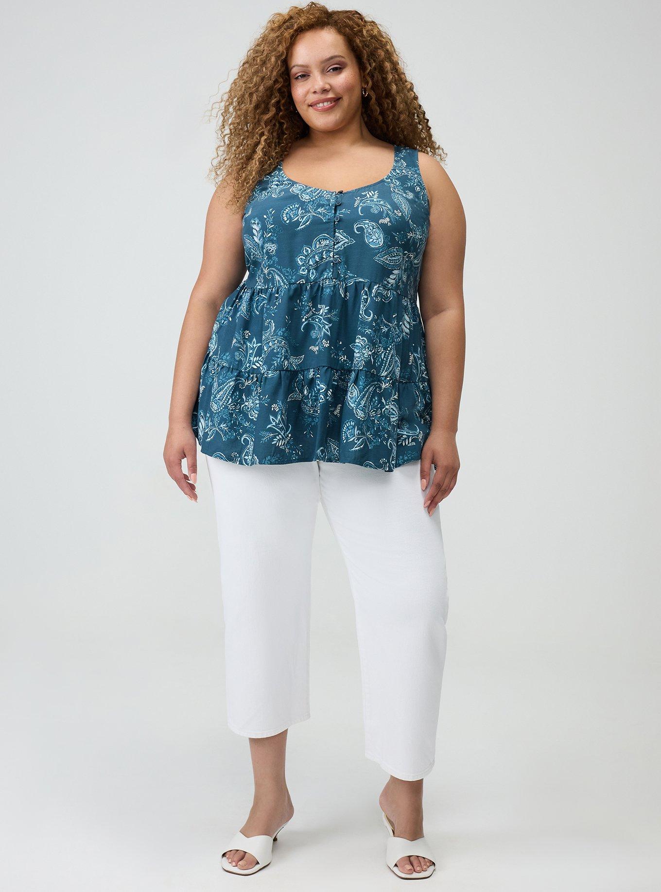 Challis Tiered Tunic Tank, SWEETHEART PAISLEY NAVY, alternate