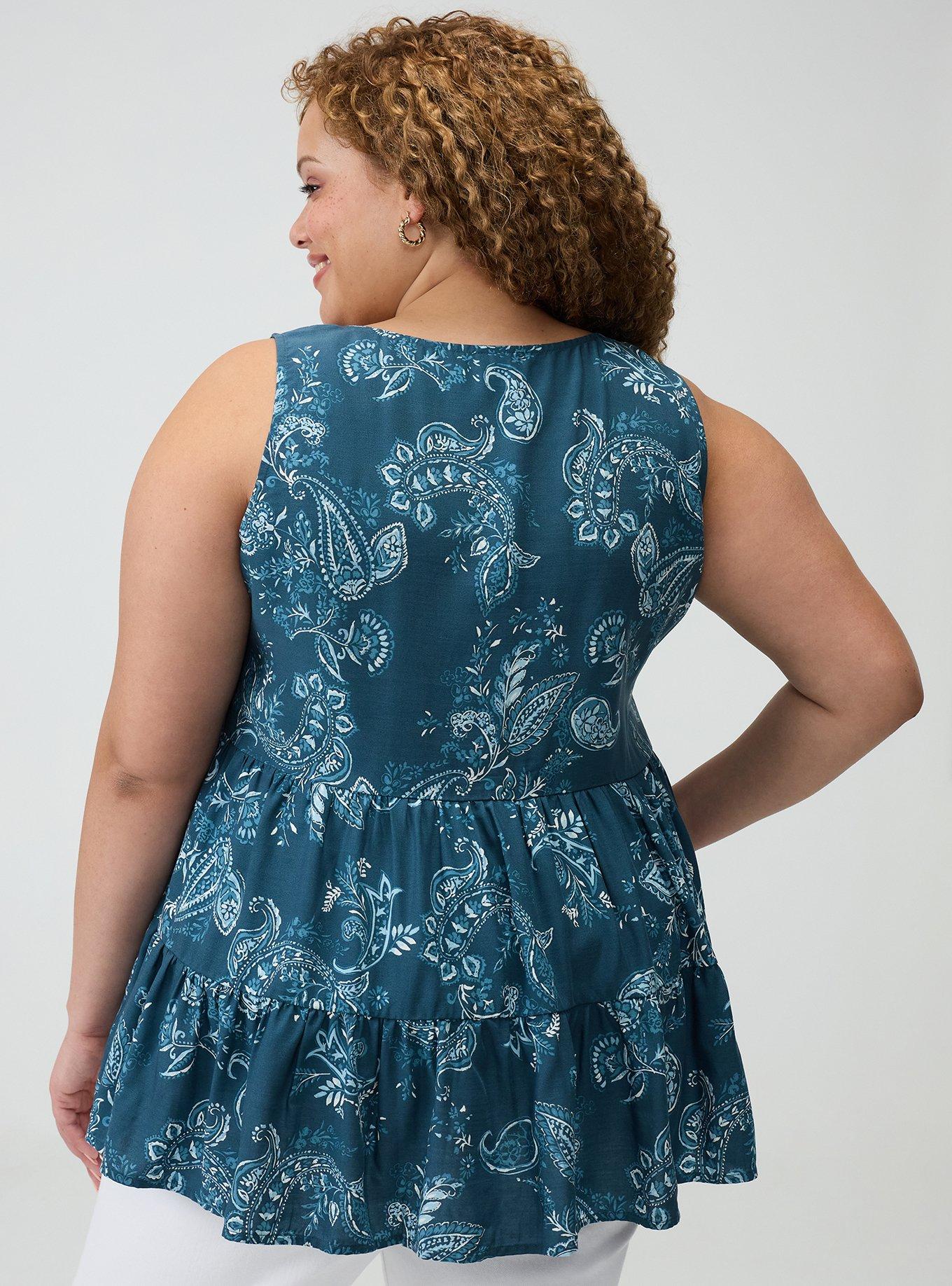 Challis Tiered Tunic Tank, SWEETHEART PAISLEY NAVY, alternate