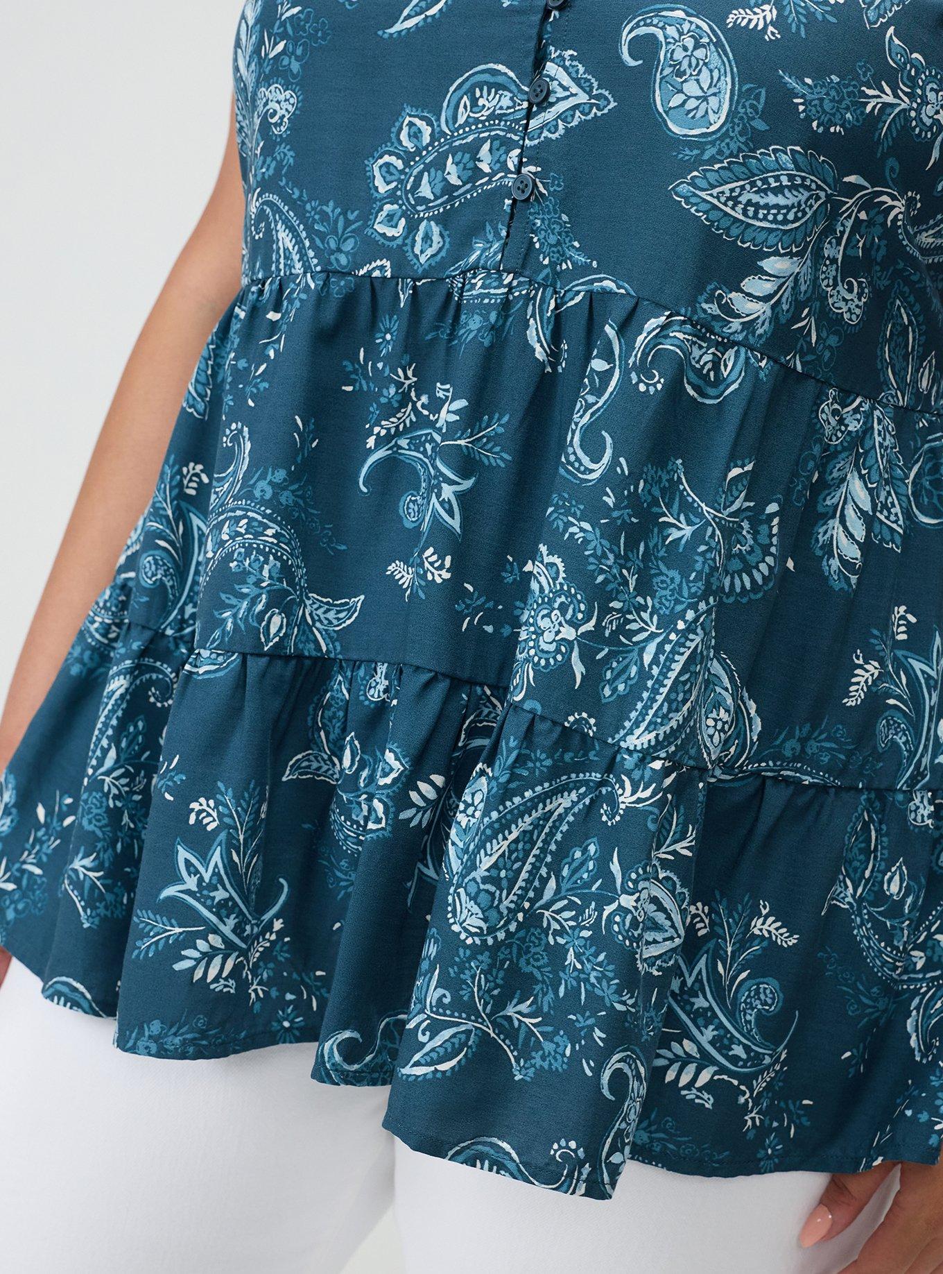 Challis Tiered Tunic Tank, SWEETHEART PAISLEY NAVY, alternate