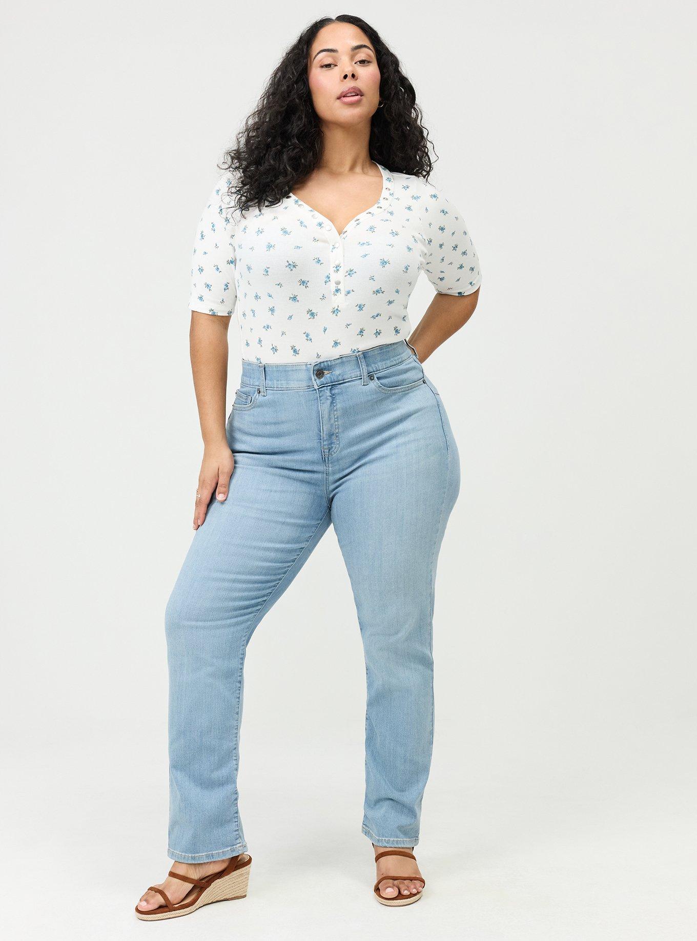 Cotton Modal Rib Curved Henley Top, ROSE DITSY FLORAL BLUE, alternate