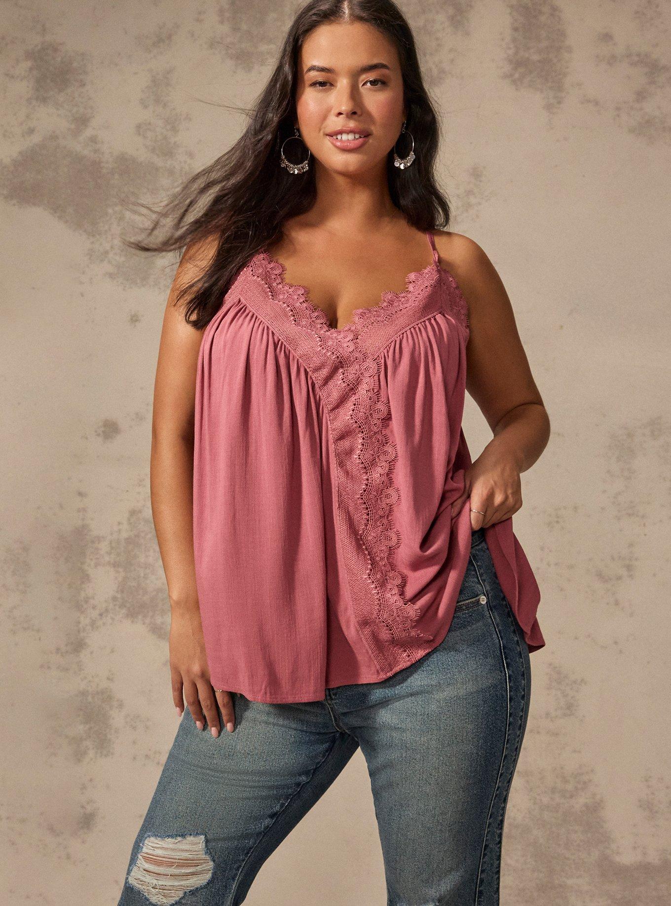 Festi Lace Trim Cami, DECO ROSE, hi-res