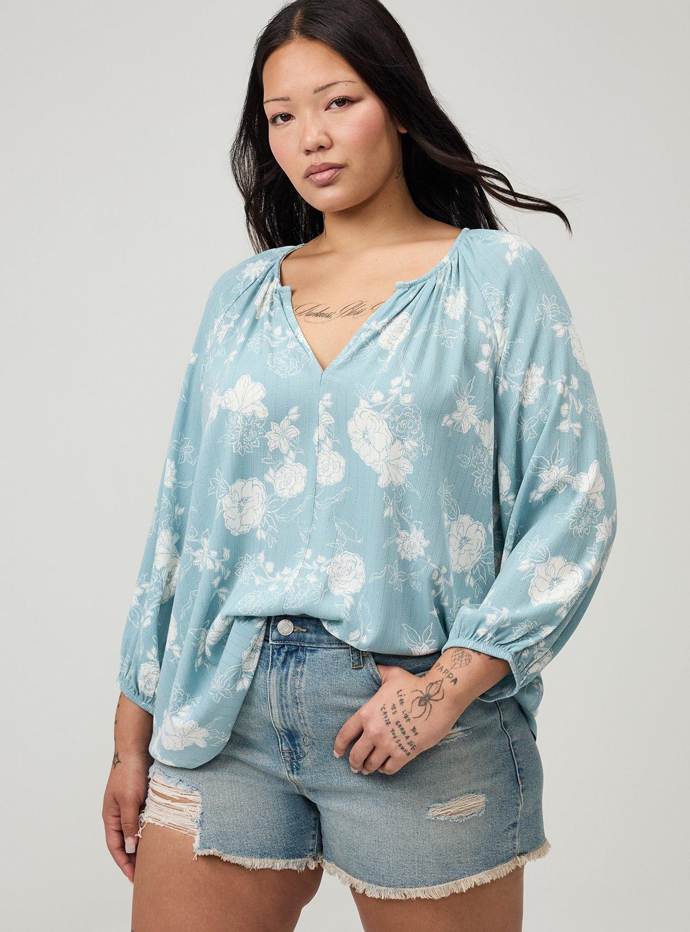 Crinkle Gauze Raglan Top, SUZY FLORAL MINT, alternate