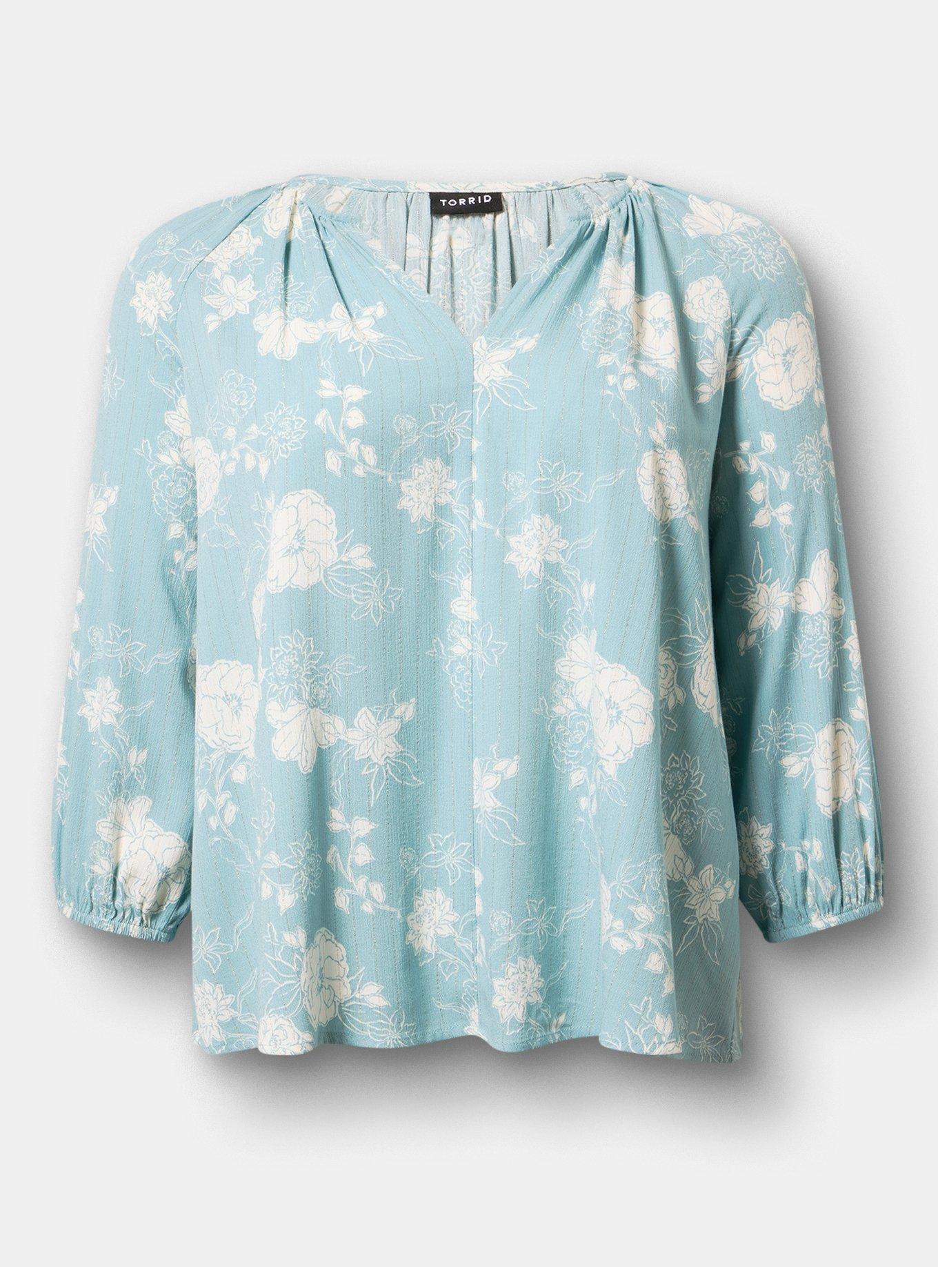 Crinkle Gauze Raglan Top, SUZY FLORAL MINT, flat