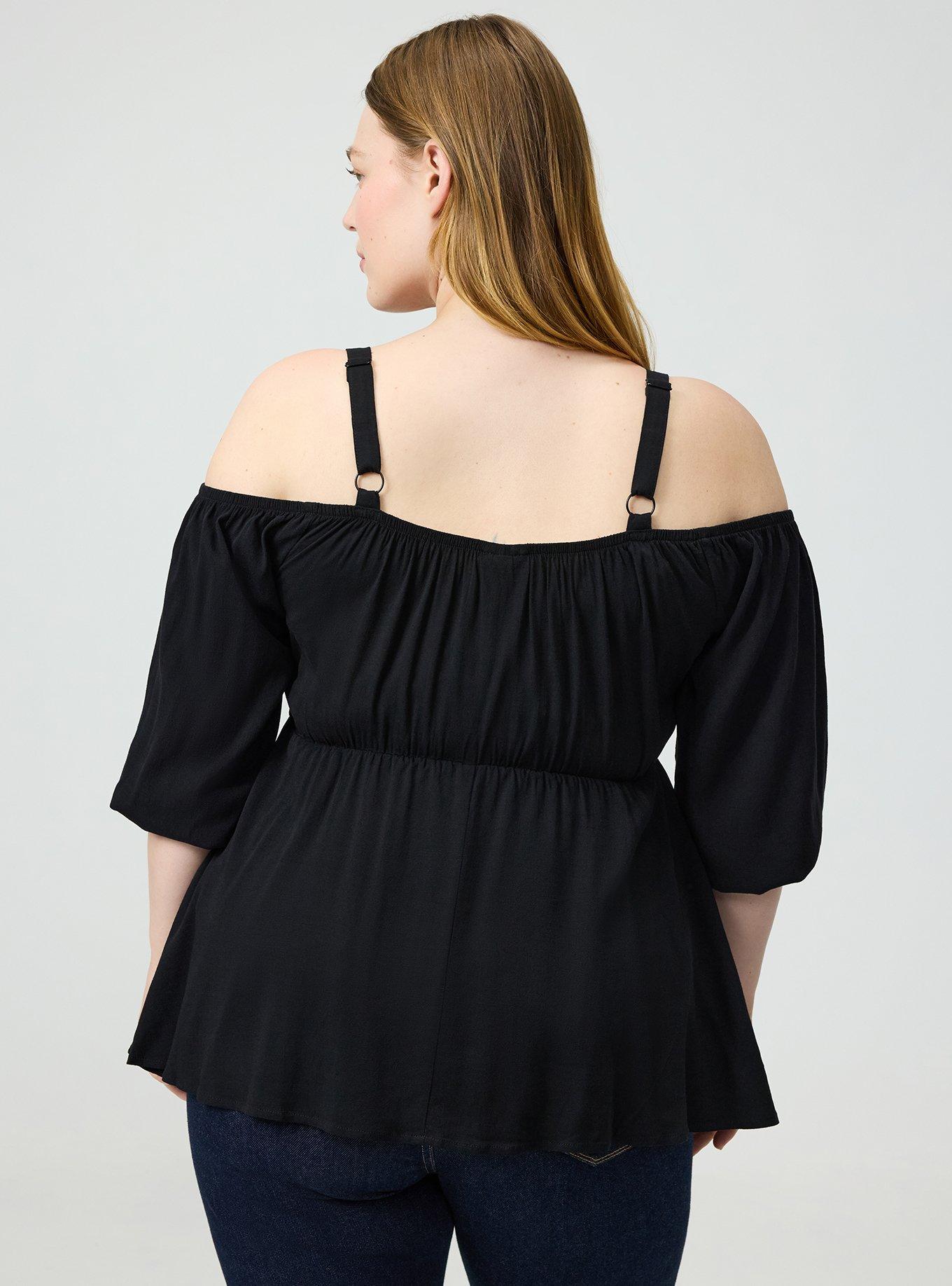 Cold Shoulder Babydoll, DEEP BLACK, alternate