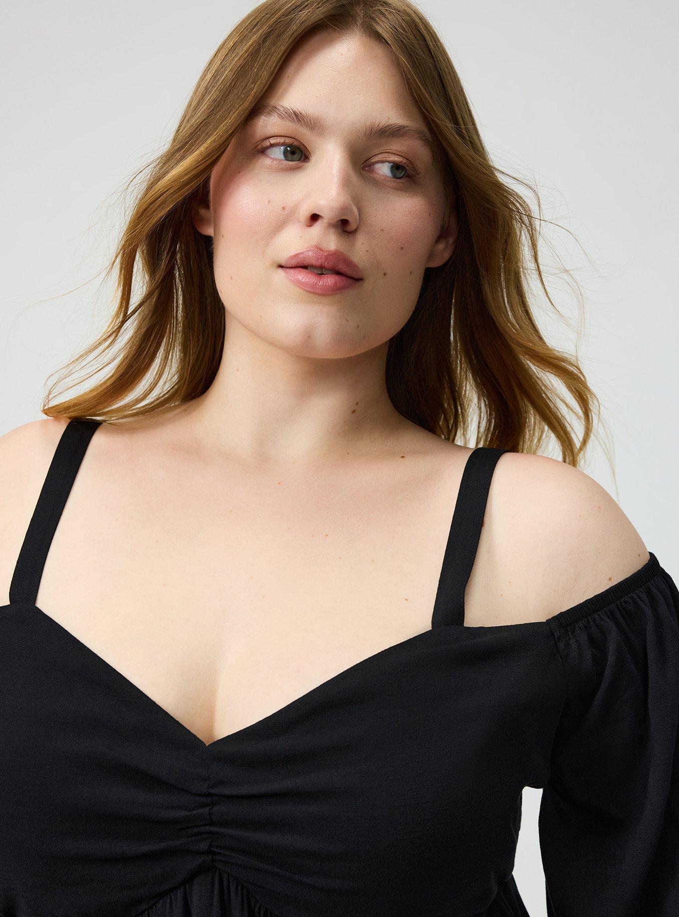 Cold Shoulder Babydoll, DEEP BLACK, alternate