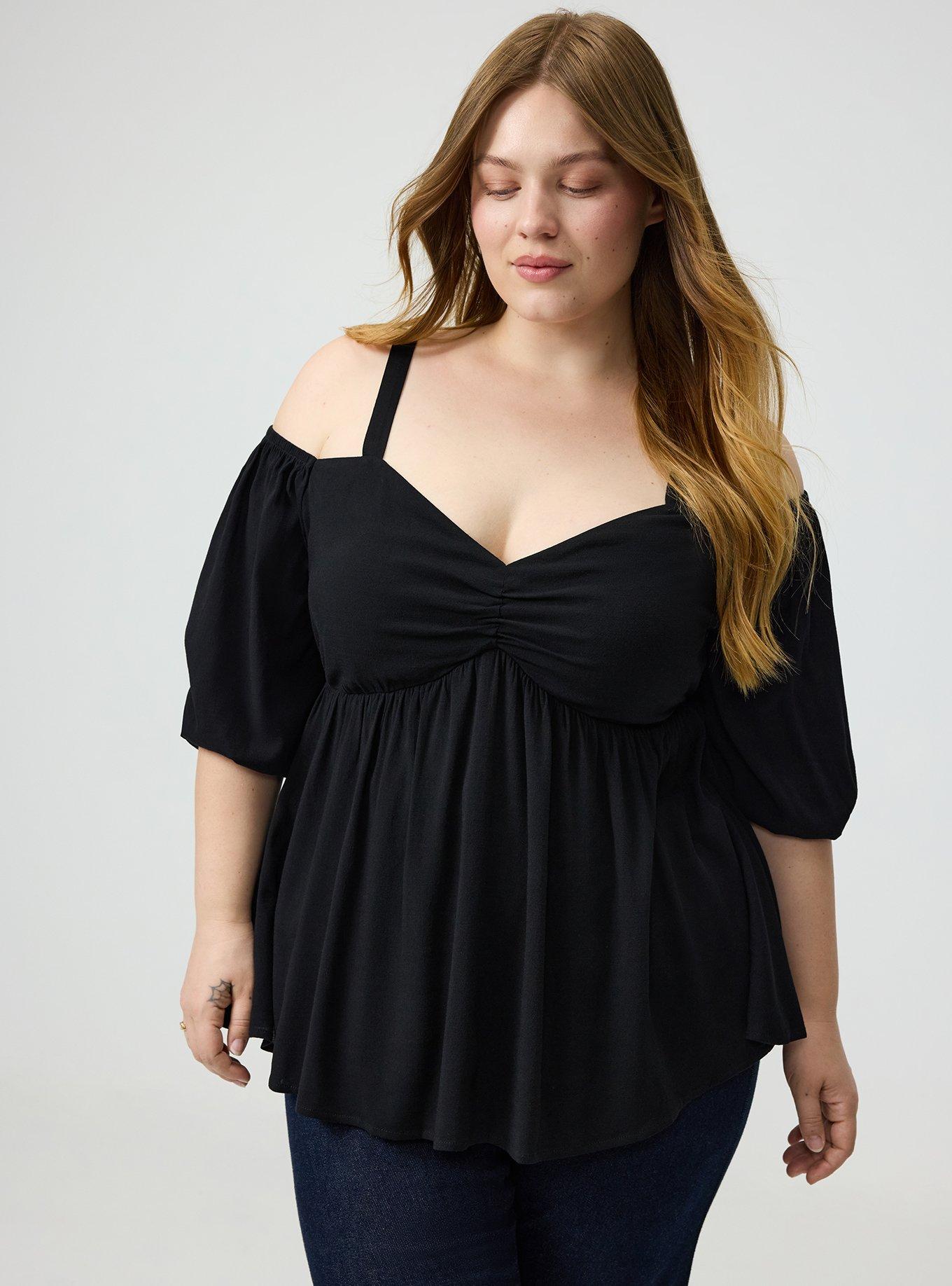 Cold Shoulder Babydoll, DEEP BLACK, alternate