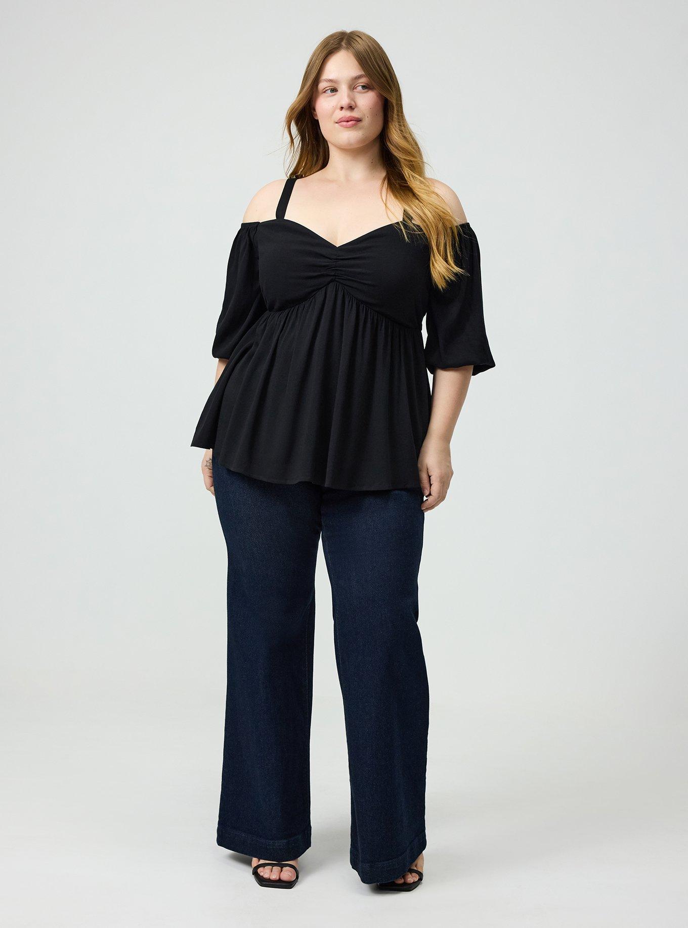 Cold Shoulder Babydoll, DEEP BLACK, alternate