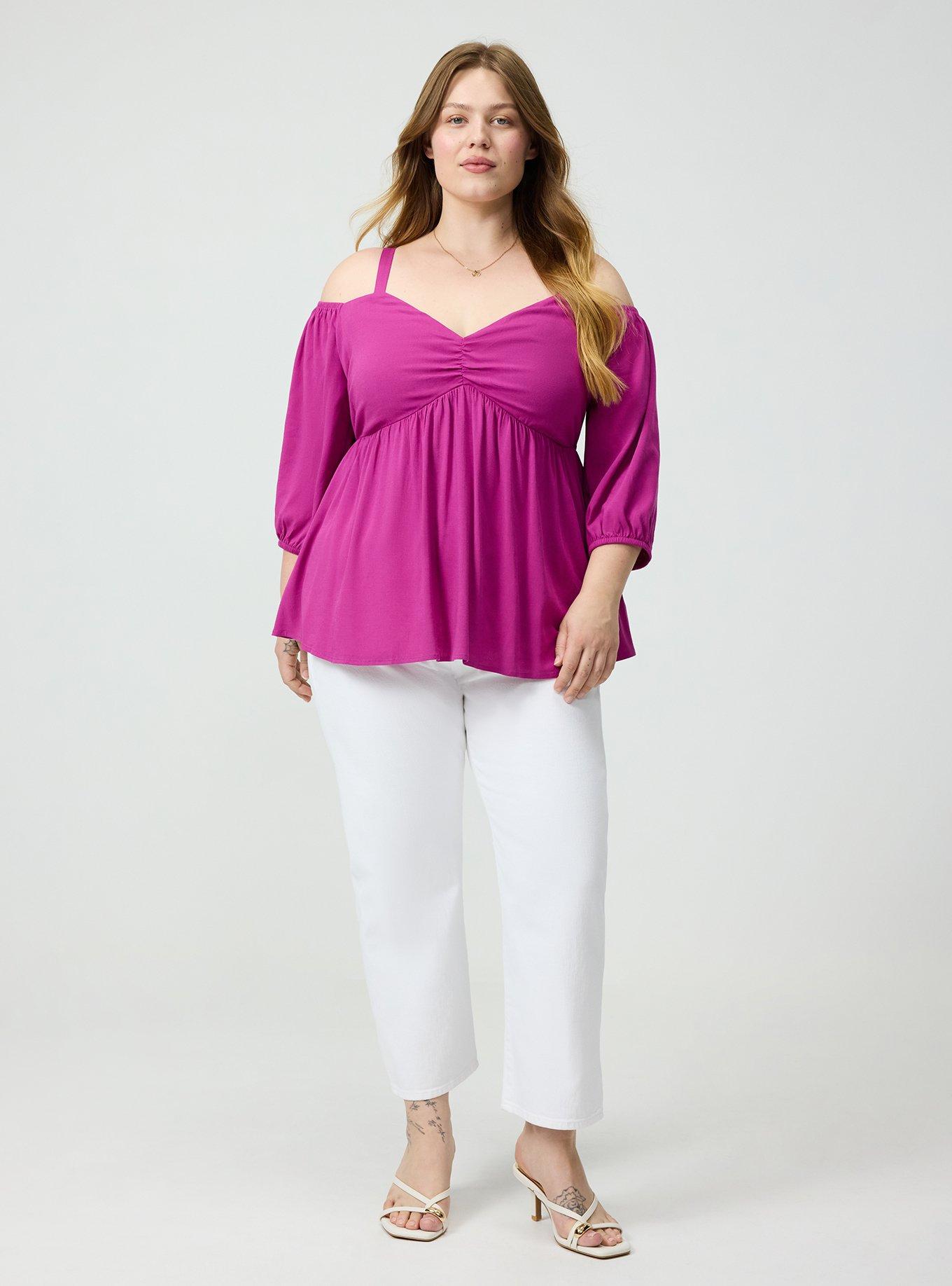 Cold Shoulder Babydoll, WILD ASTER, alternate