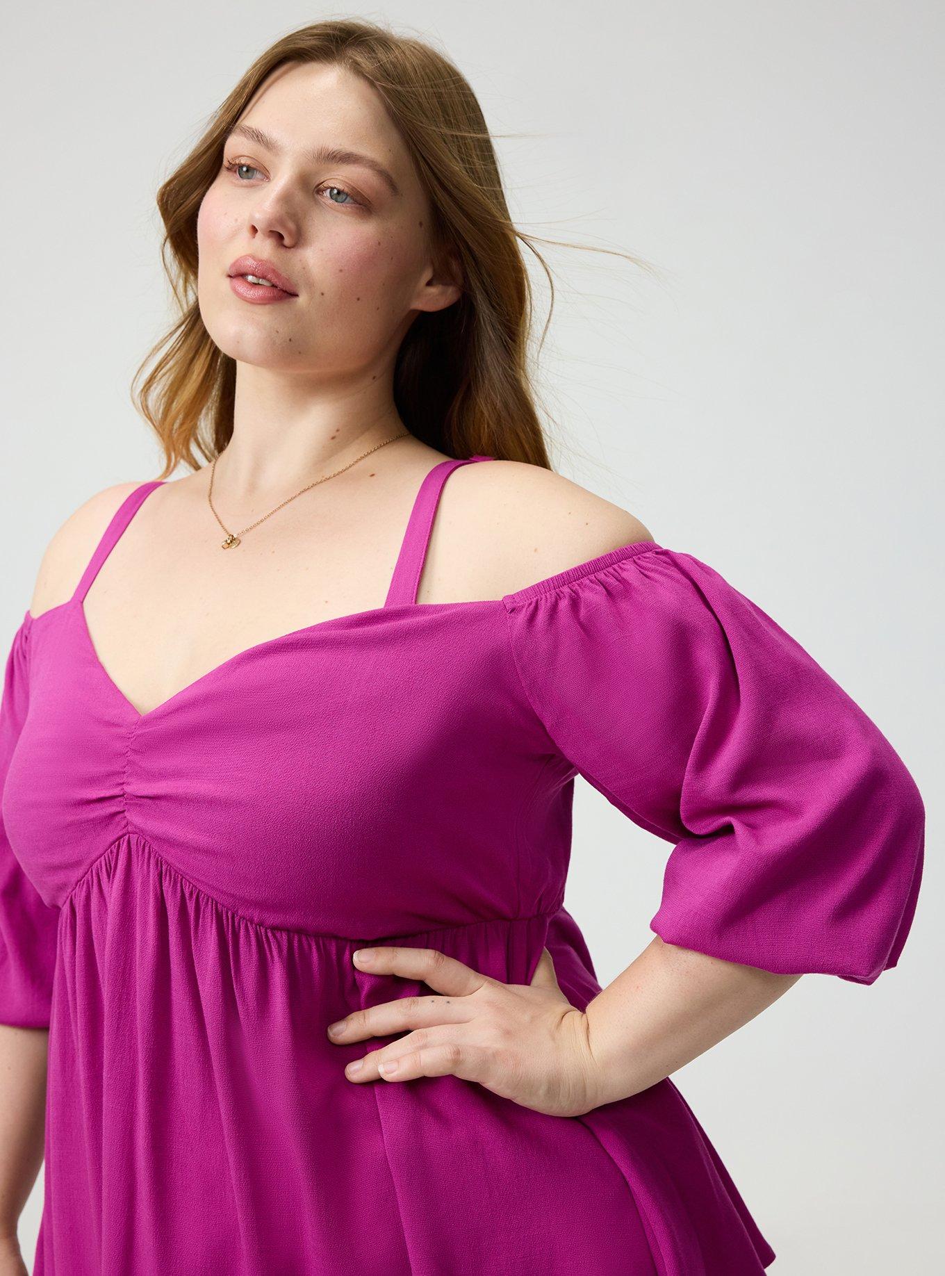 Cold Shoulder Babydoll, WILD ASTER, alternate