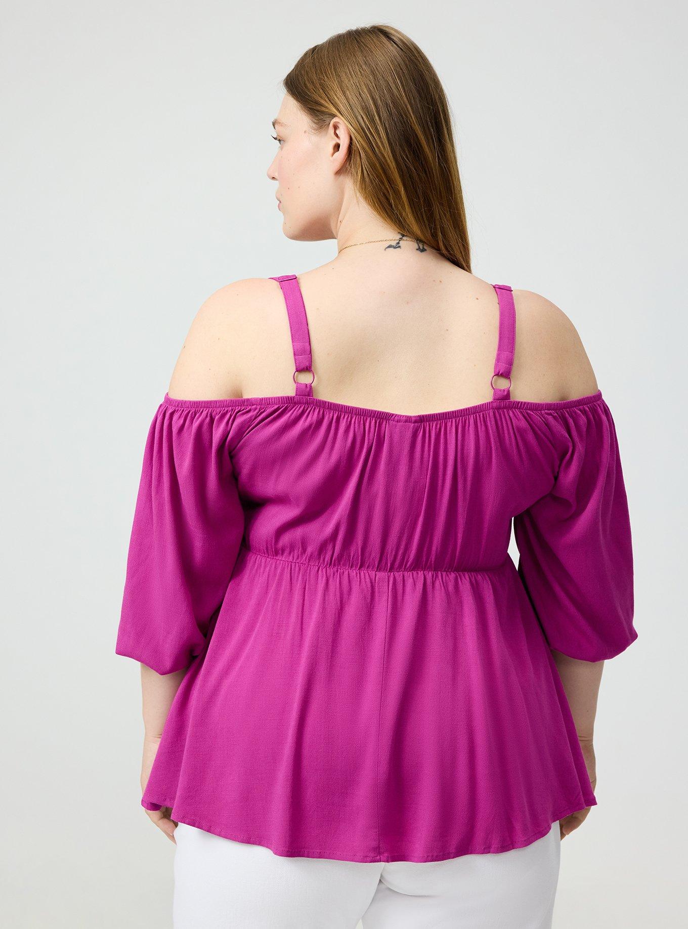 Cold Shoulder Babydoll, WILD ASTER, alternate