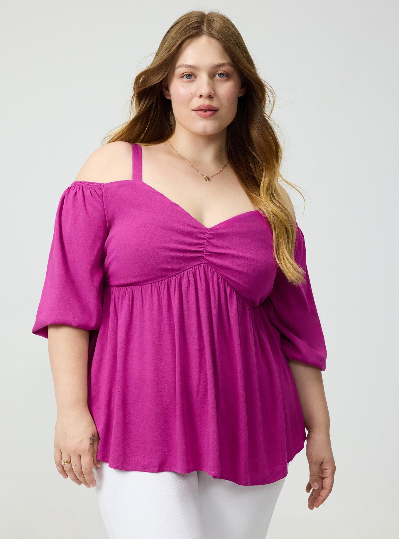 Cold Shoulder Babydoll, WILD ASTER, alternate