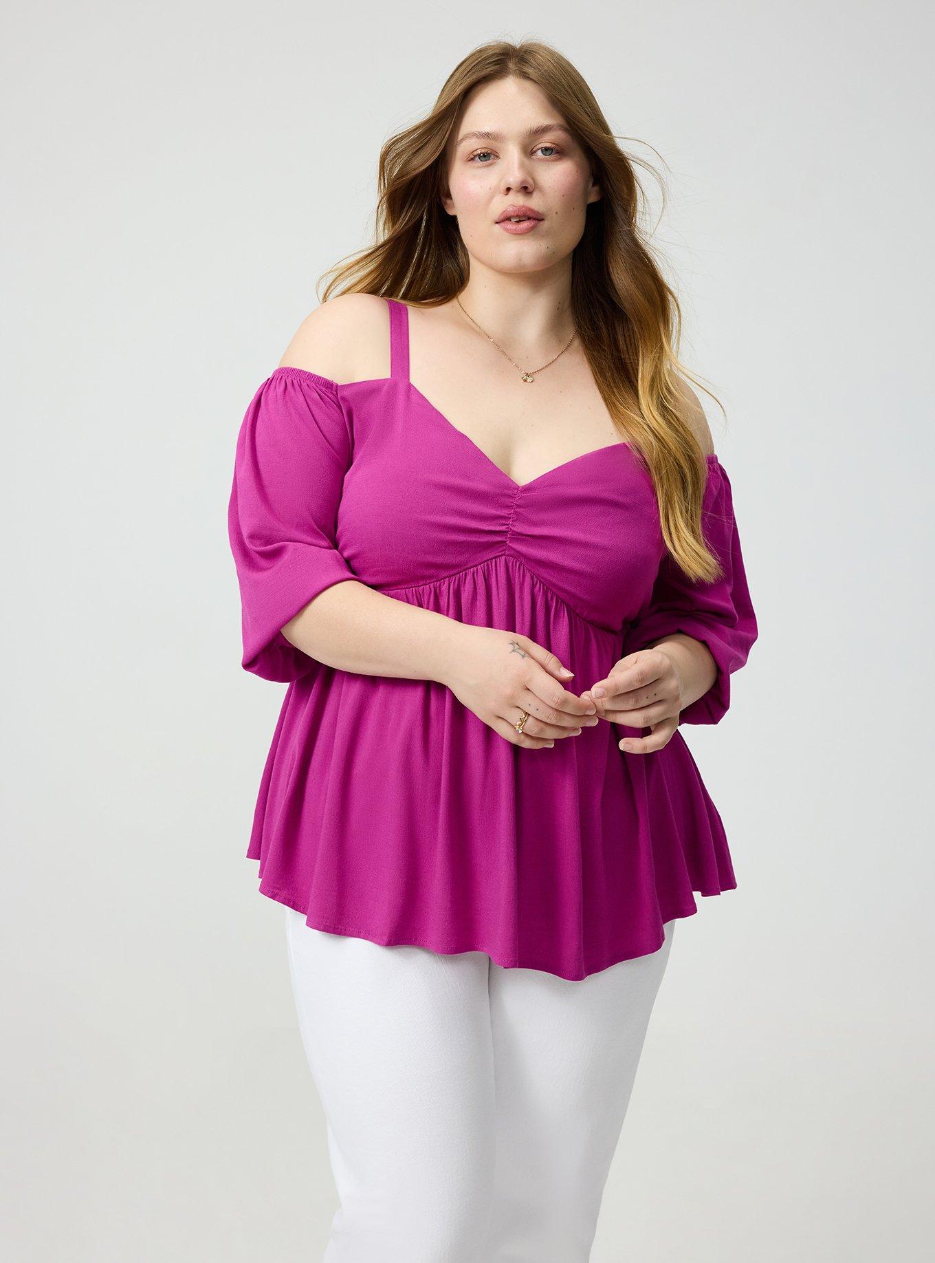 Cold Shoulder Babydoll, WILD ASTER, hi-res