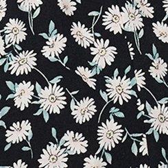 Cold Shoulder Babydoll, CUTE DAISY DITSY FLORAL BLACK, swatch