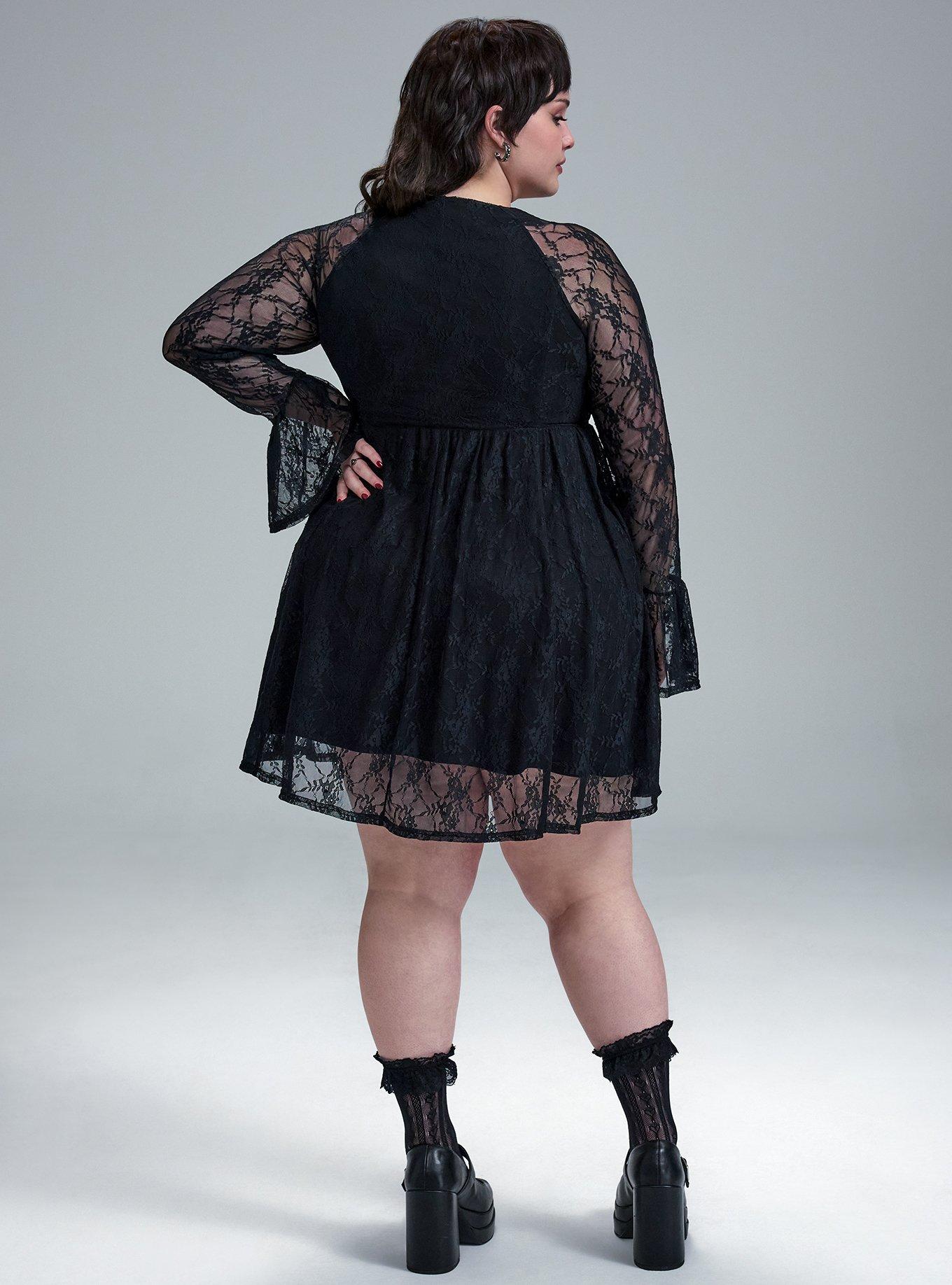 Plus Size Nightfall Buckle Detail Mini Dress, DEEP BLACK, alternate