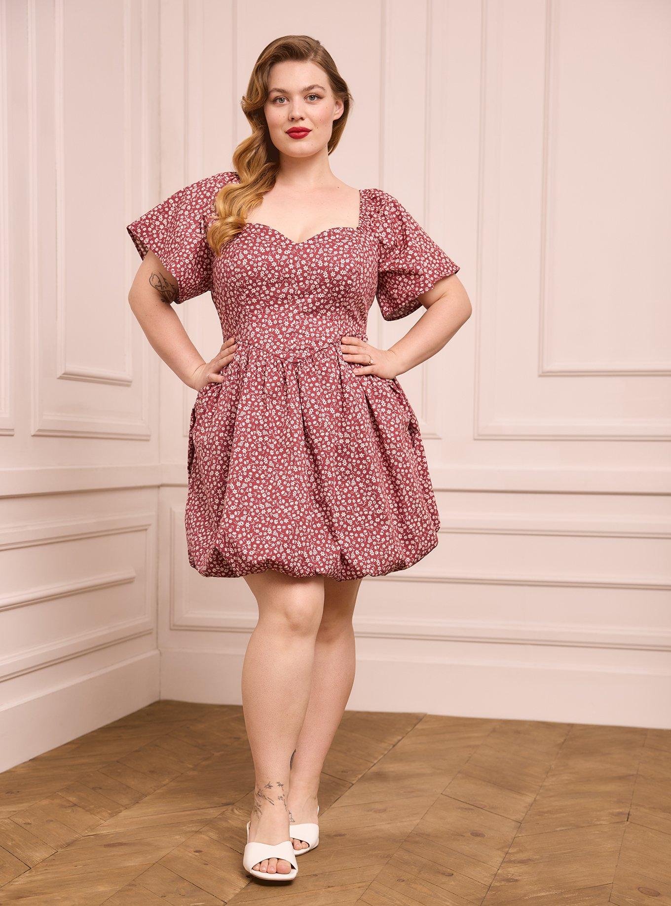 Plus Size - Retro Chic Puff Sleeve Mini Dress - Torrid