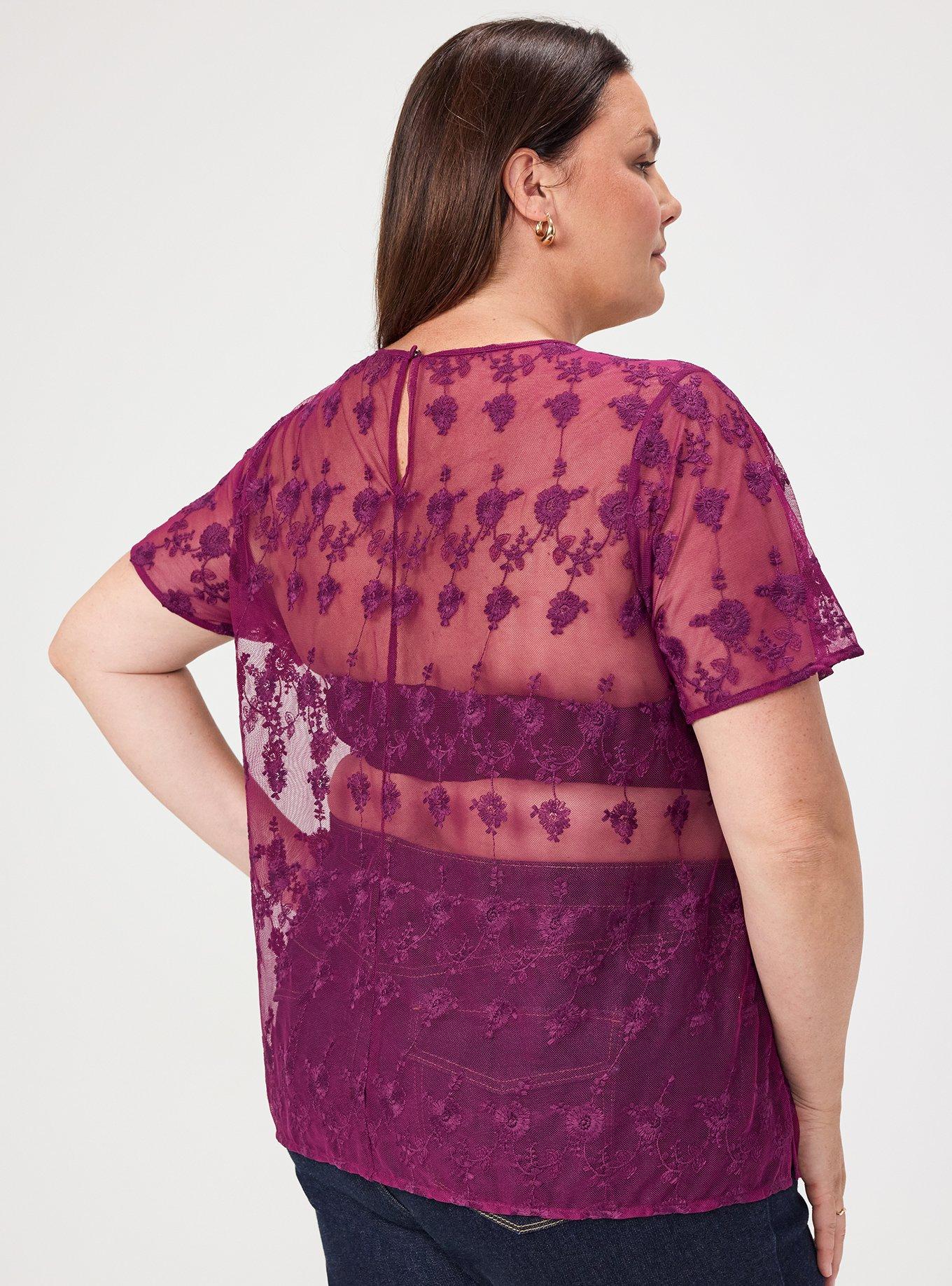 Abbey Embroidered Mesh Top, PLUM CASPIA, alternate