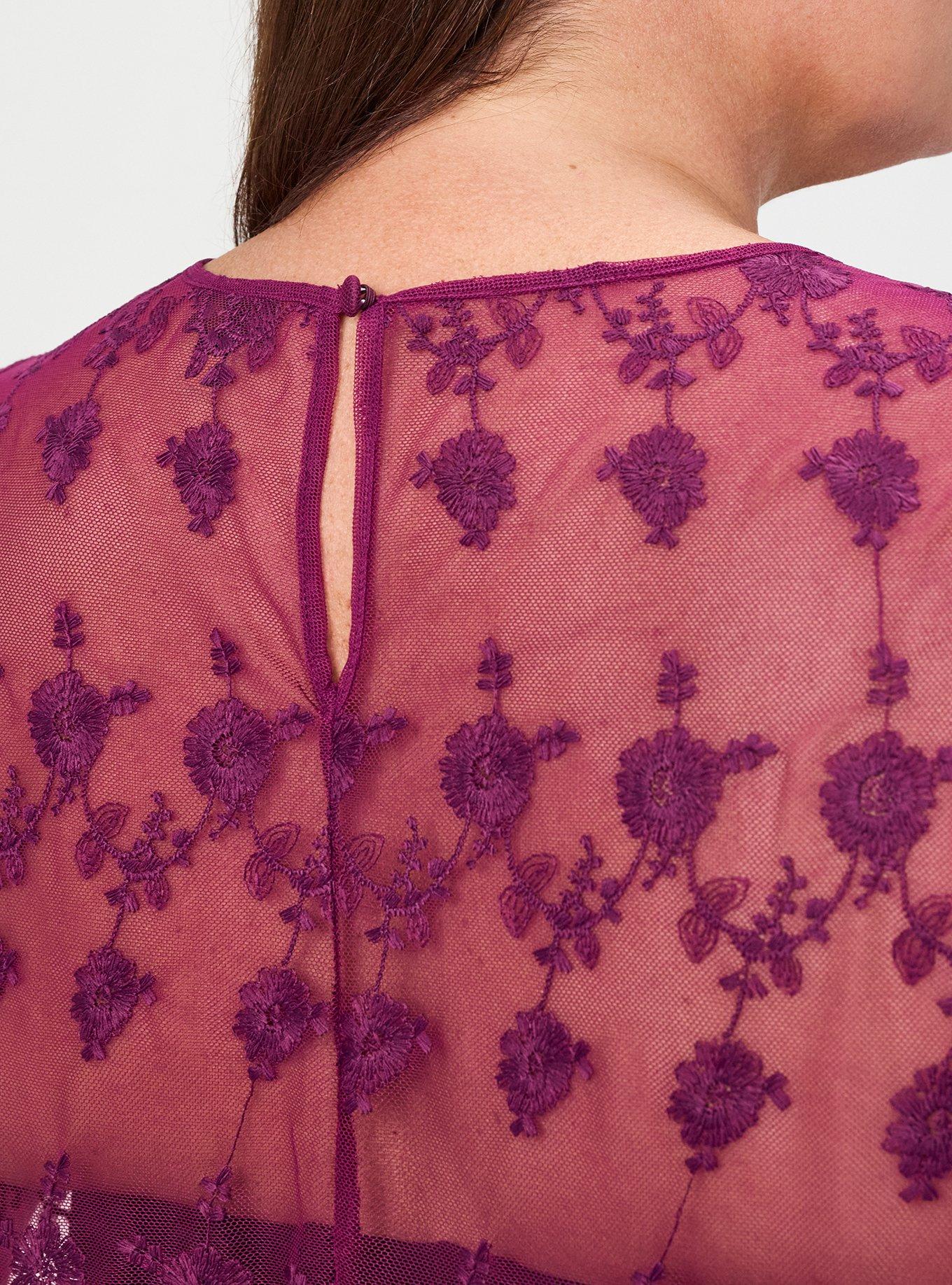 Abbey Embroidered Mesh Top, PLUM CASPIA, alternate
