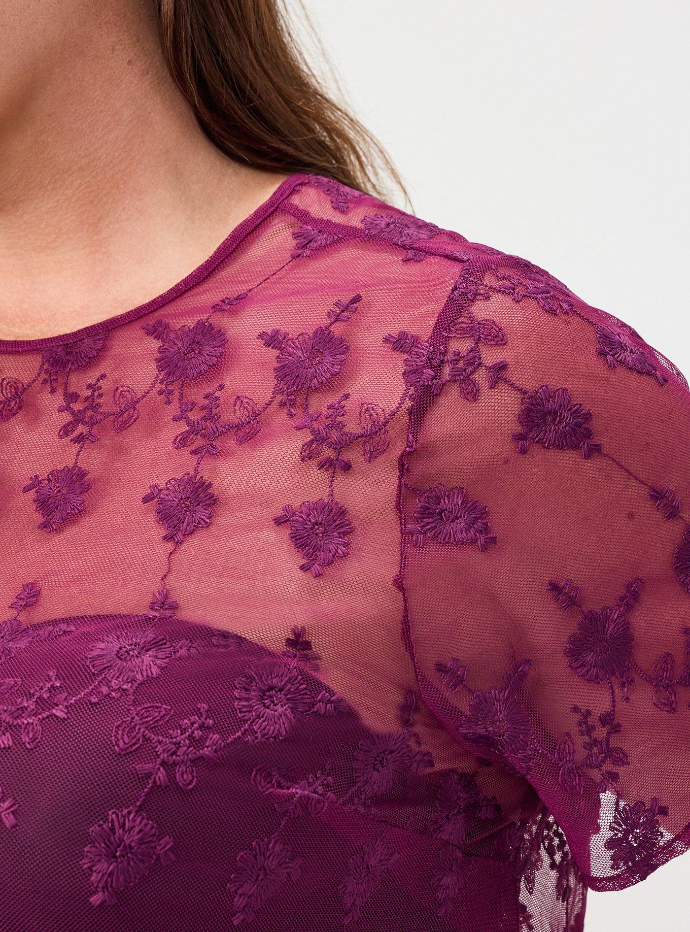 Abbey Embroidered Mesh Top, PLUM CASPIA, alternate