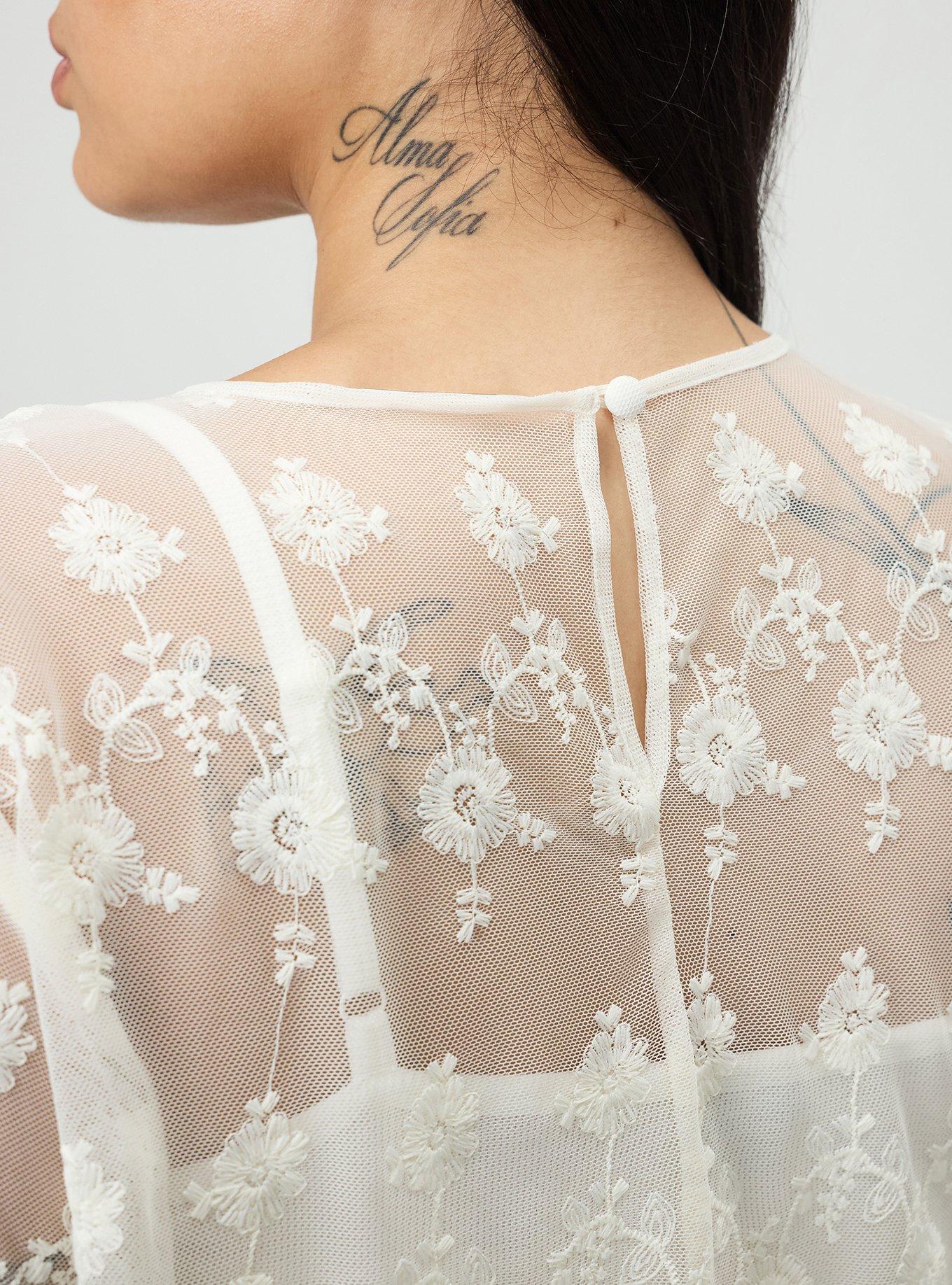 Plus Size Abbey Embroidered Mesh Top, WHISPER WHITE, alternate