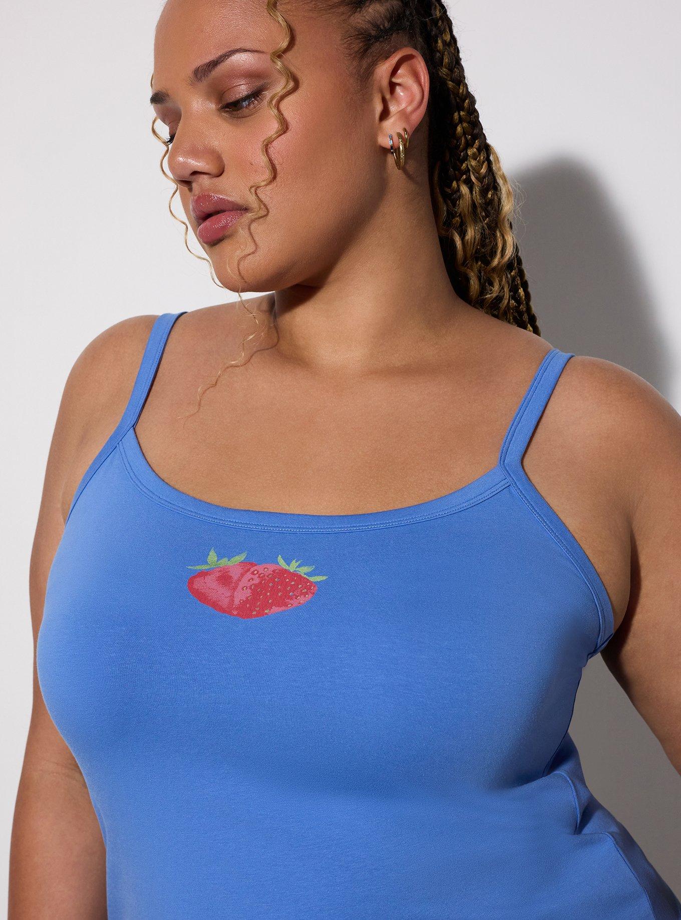 Plus Size LoveSick Cami, BRIGHT STRAWBERRIES BLUE YONDER, alternate