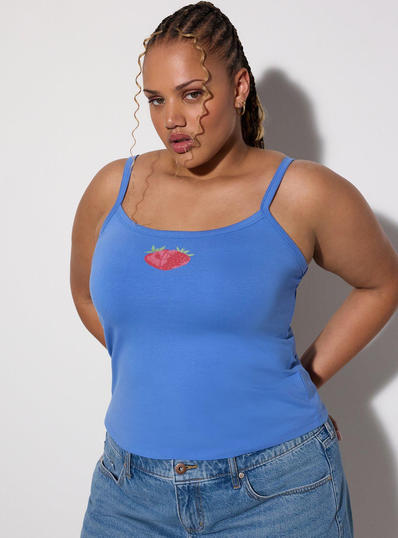 Plus Size LoveSick Cami, BRIGHT STRAWBERRIES BLUE YONDER, hi-res