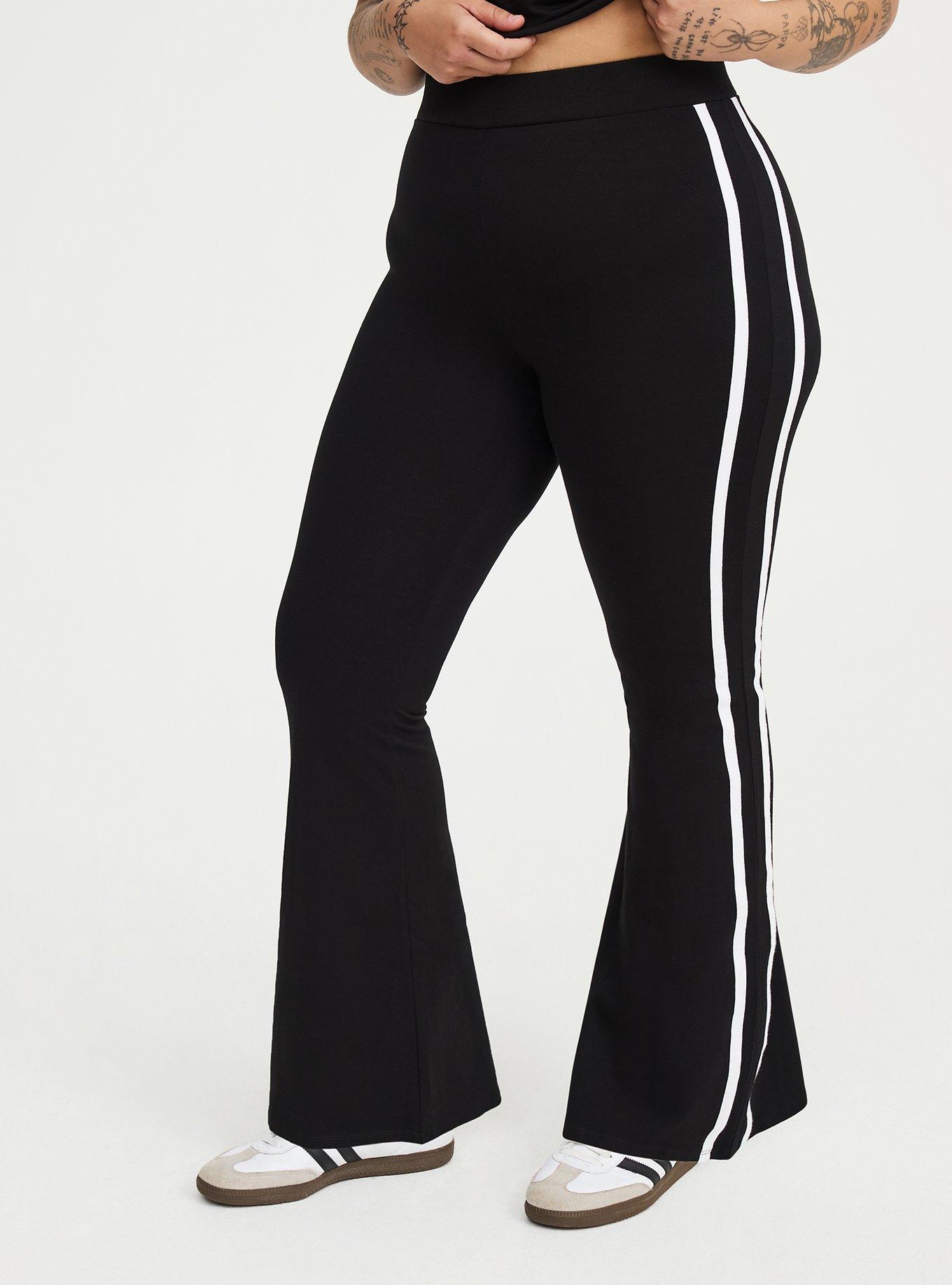 Full Length Side Stripe Flare Legging, DEEP BLACK, alternate