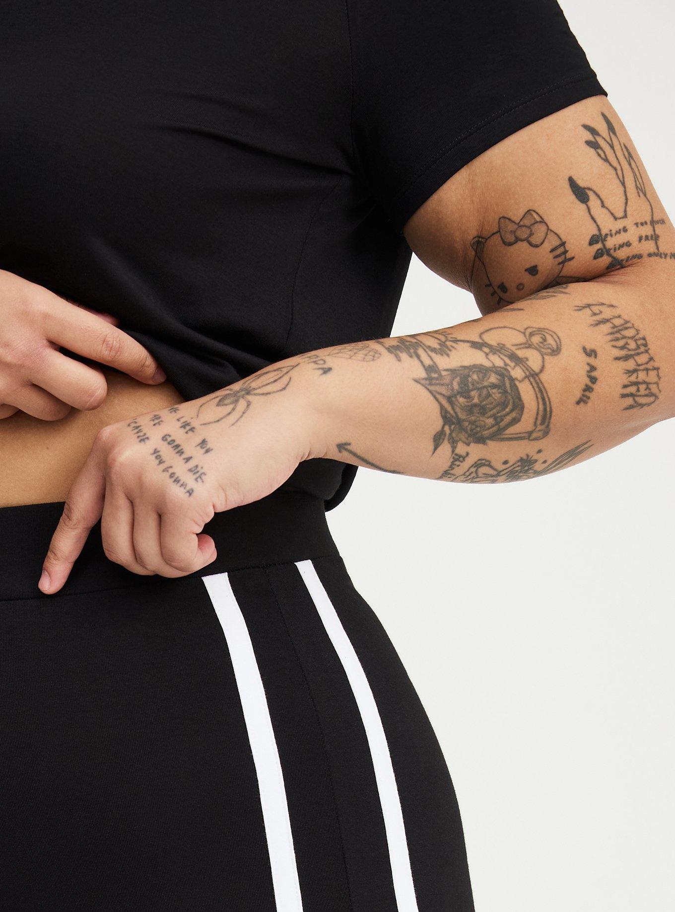 Full Length Side Stripe Flare Legging, DEEP BLACK, alternate