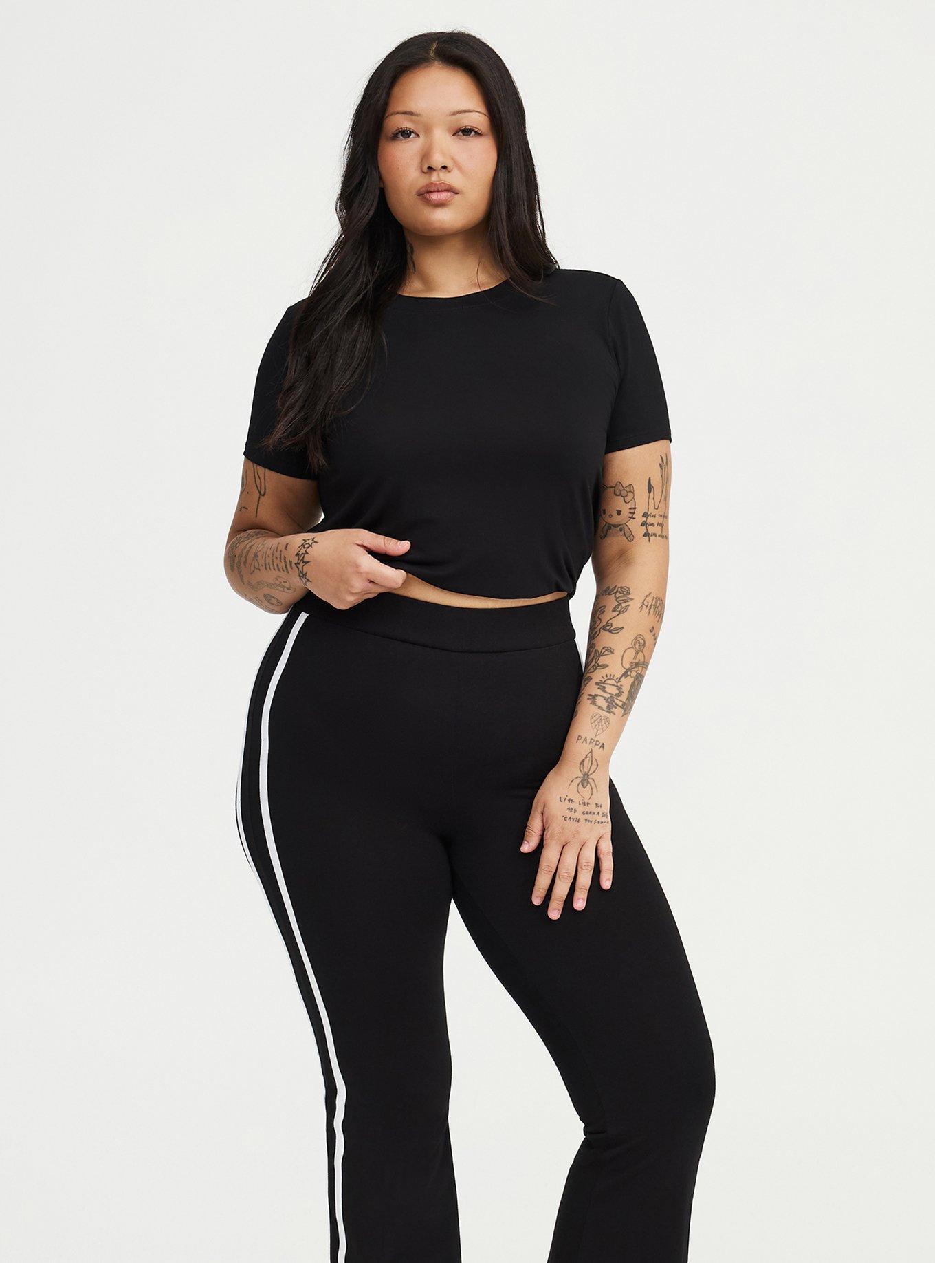 Full Length Side Stripe Flare Legging, DEEP BLACK, alternate