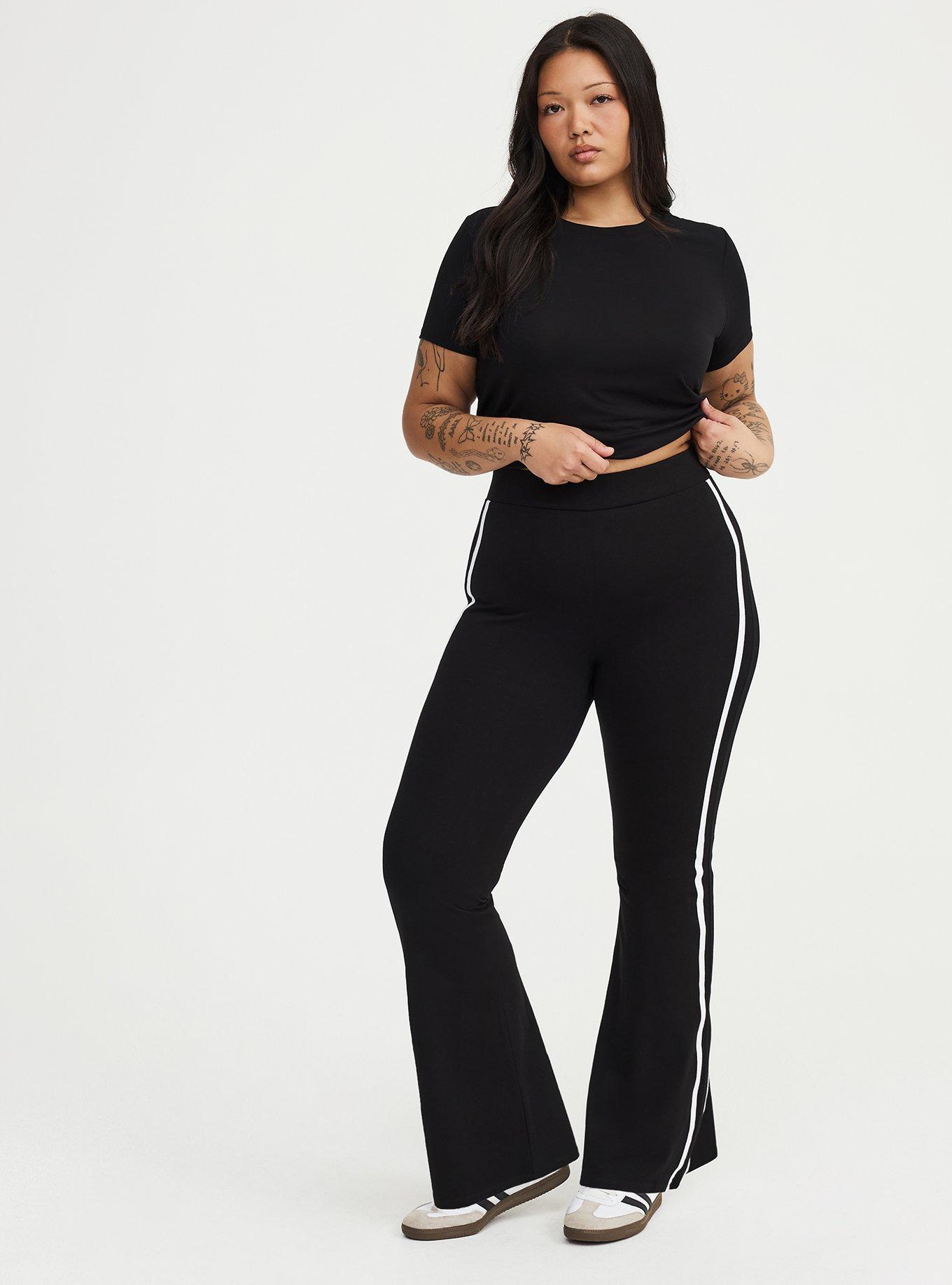 Full Length Side Stripe Flare Legging, DEEP BLACK, alternate