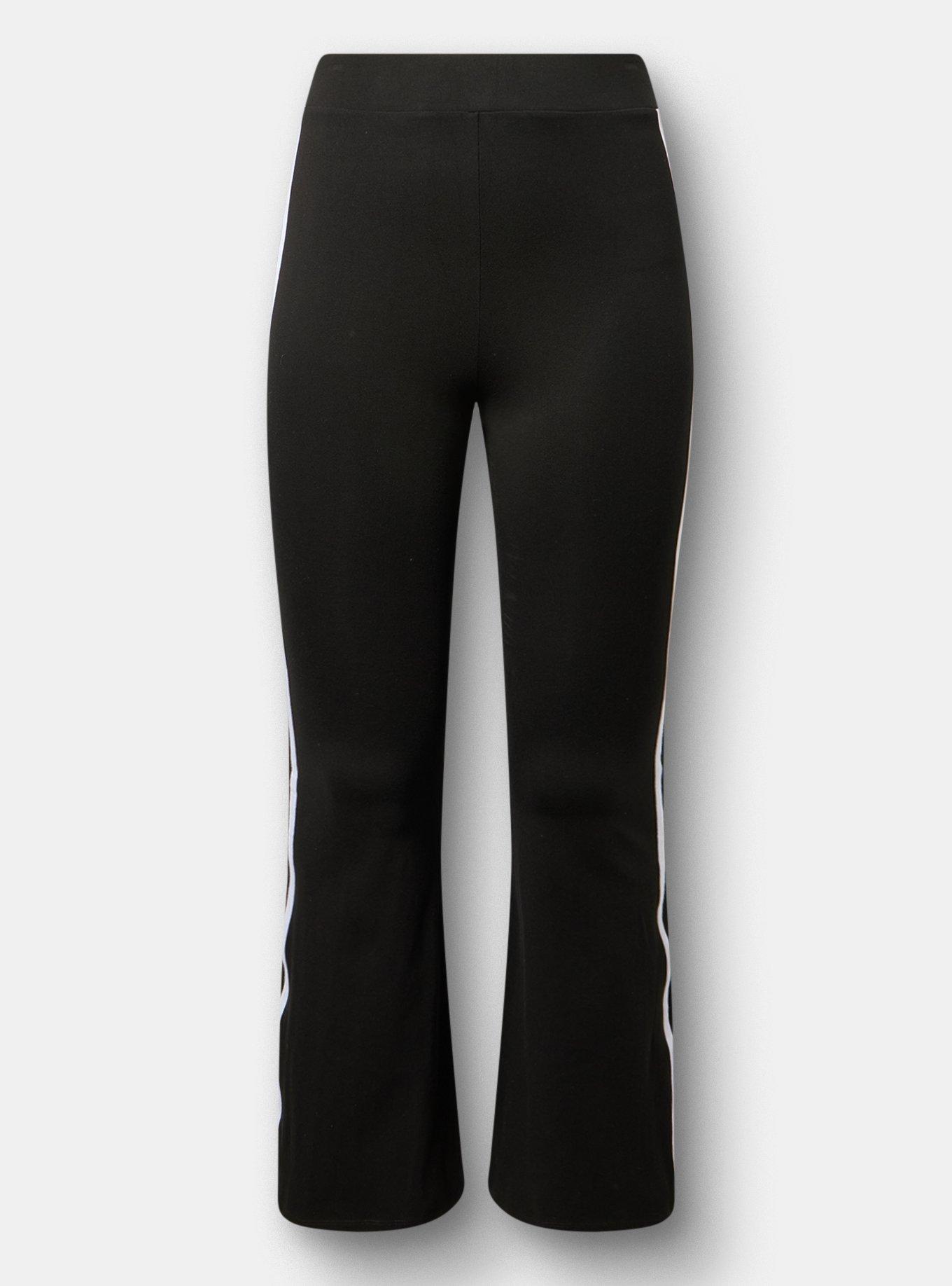 Full Length Side Stripe Flare Legging, DEEP BLACK, hi-res