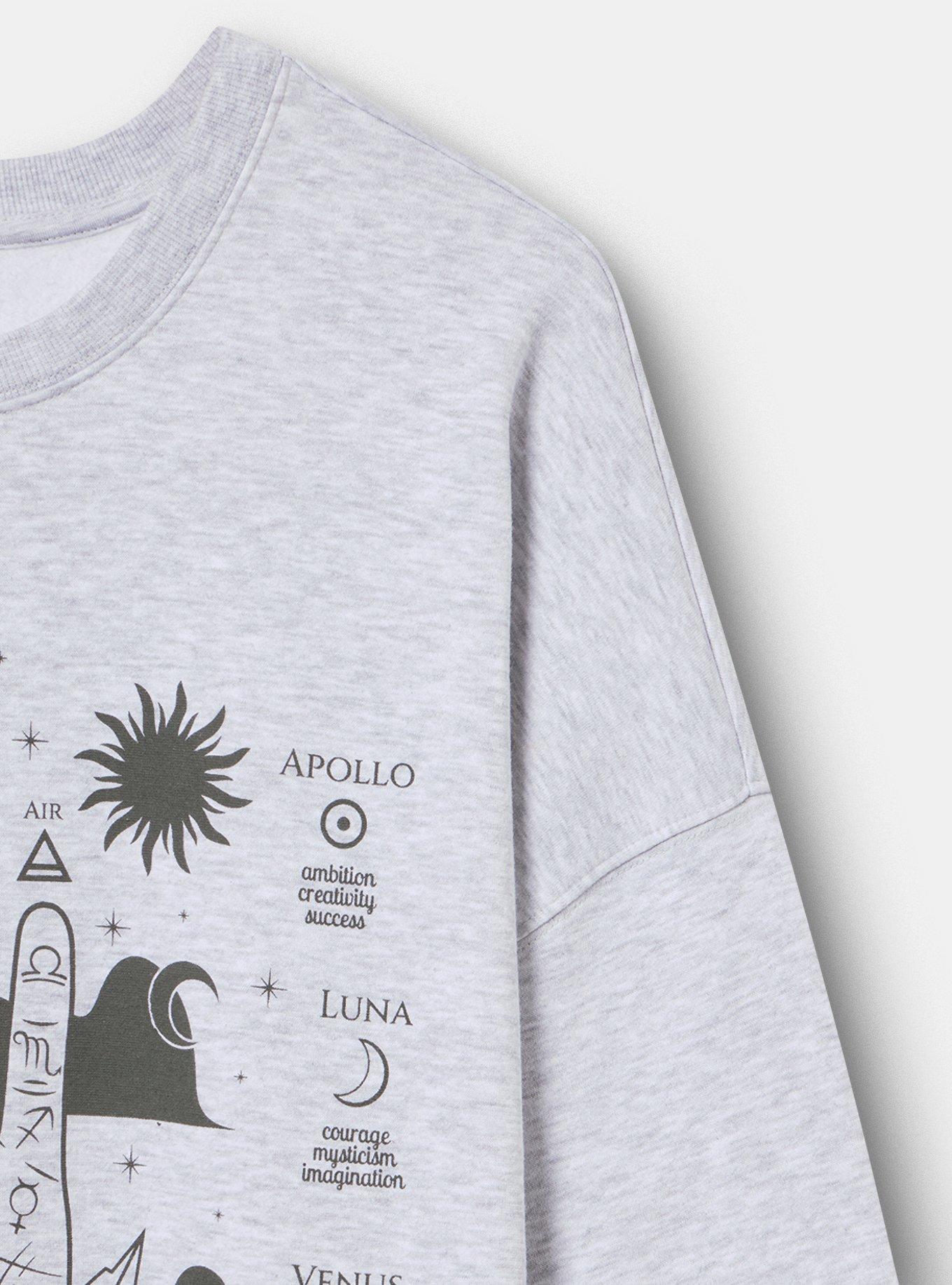 Relaxed Cozy Fleece Sweatshirt, TALK PALM HEATHER GREY, alternate