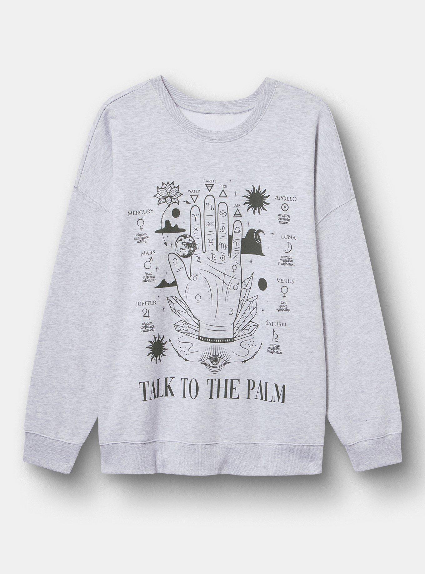 Relaxed Cozy Fleece Sweatshirt, TALK PALM HEATHER GREY, hi-res