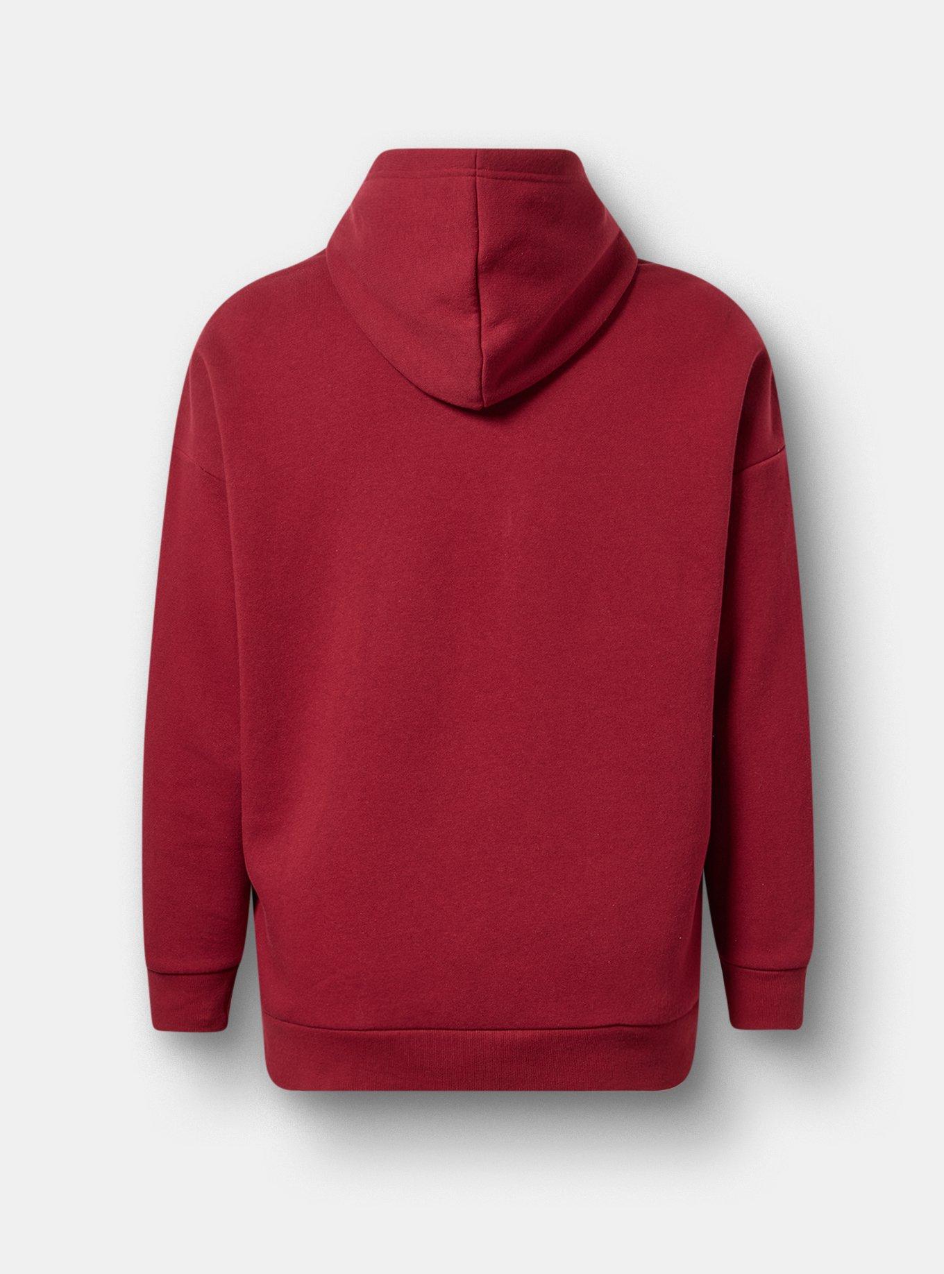 Relaxed Cozy Fleece Hoodie, SKULL FLORAL WINE, alternate