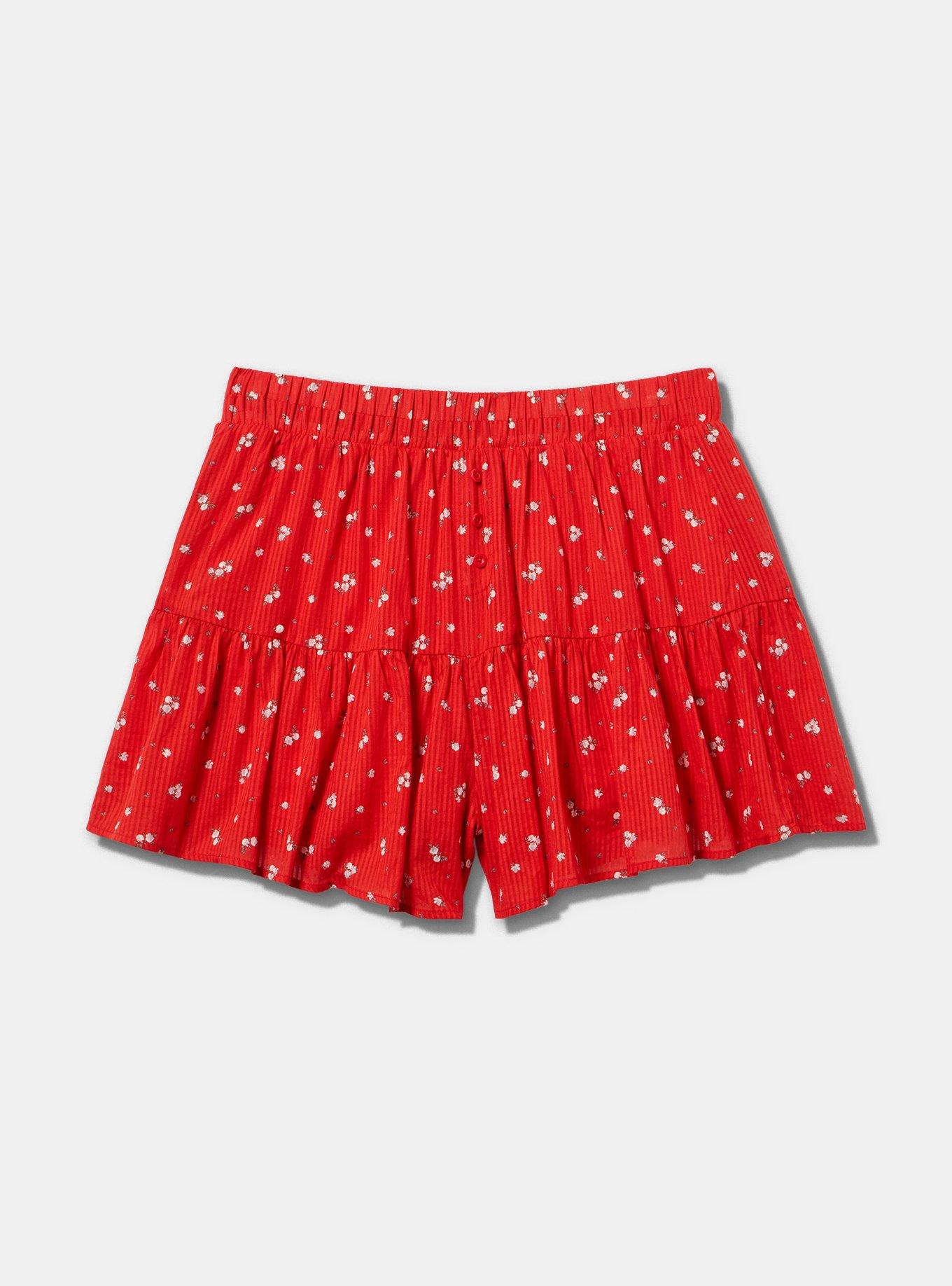 LoveSick Tiered Short, BINGLY DITSY ROSE RED, flat