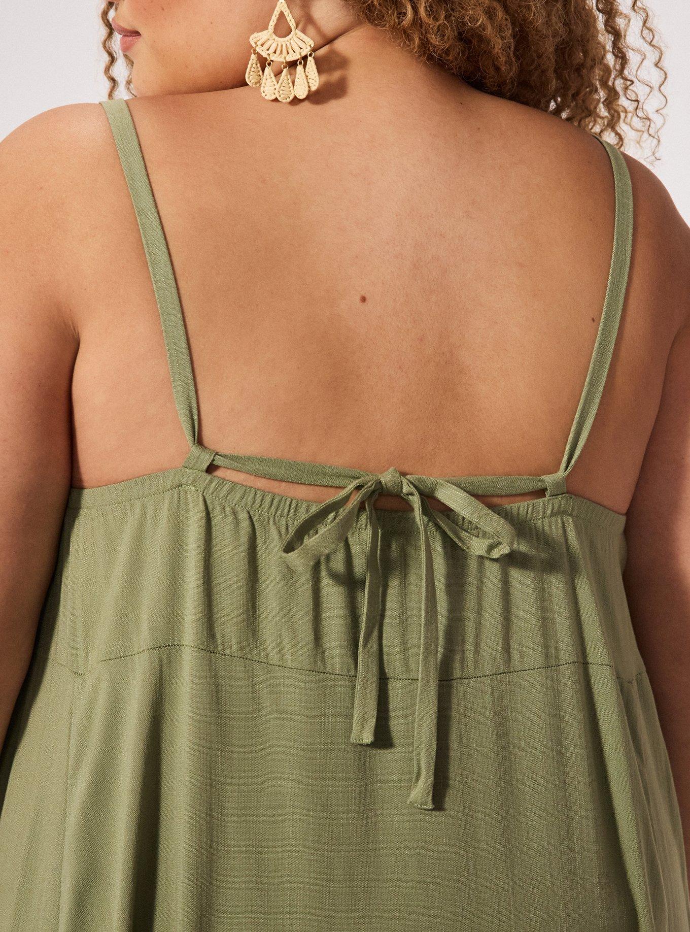 Festi Square Neck Hanky Hem Maxi Dress, OIL GREEN, alternate