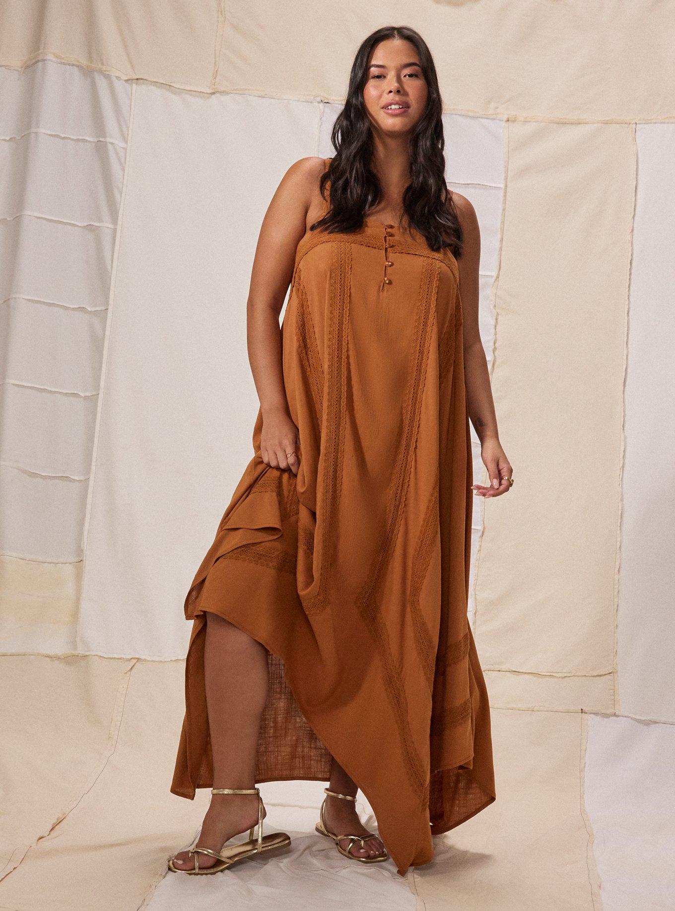 Festi Square Neck Hanky Hem Maxi Dress, MOCHA BISQUE, hi-res