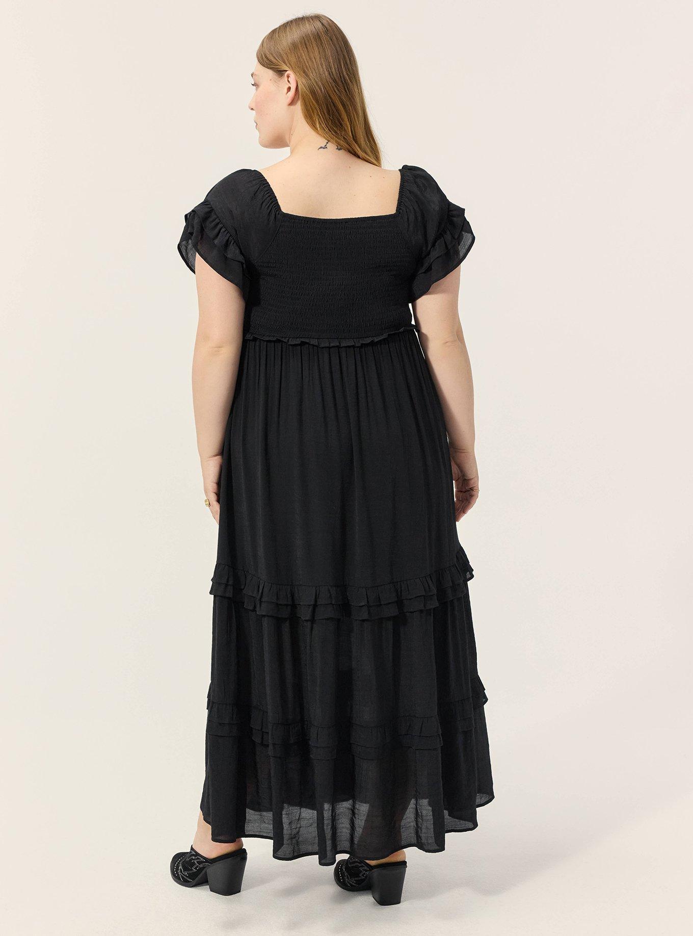 Festi Off-Shoulder Lace-Up Maxi Dress, DEEP BLACK, alternate