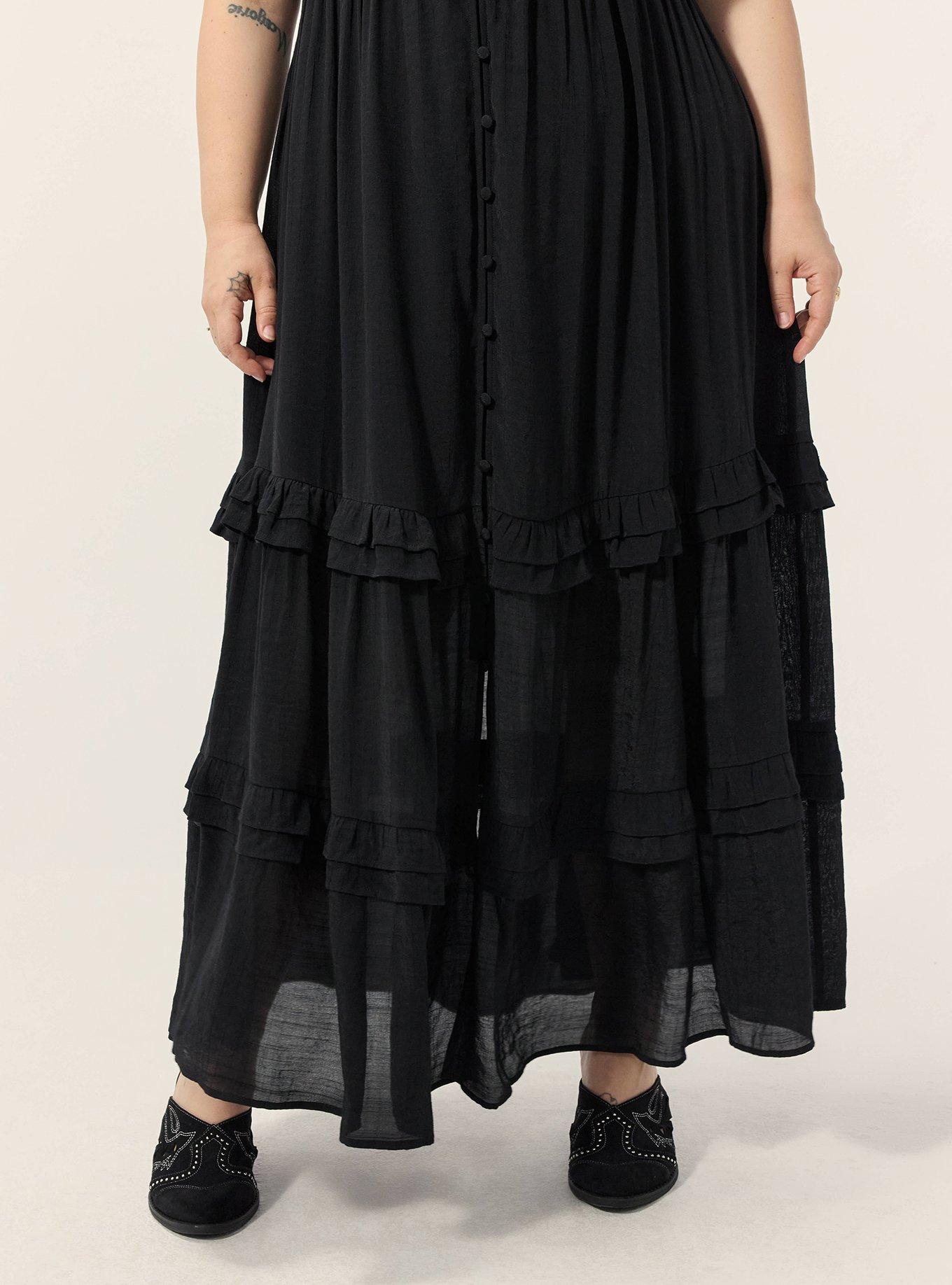 Festi Off-Shoulder Lace-Up Maxi Dress, DEEP BLACK, alternate