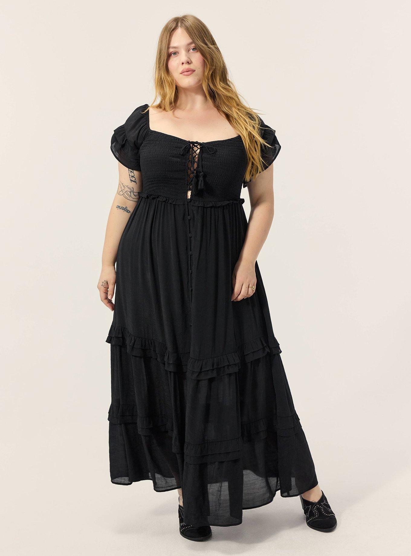 Plus Size - Festi Off-Shoulder Lace-Up Maxi Dress - Torrid