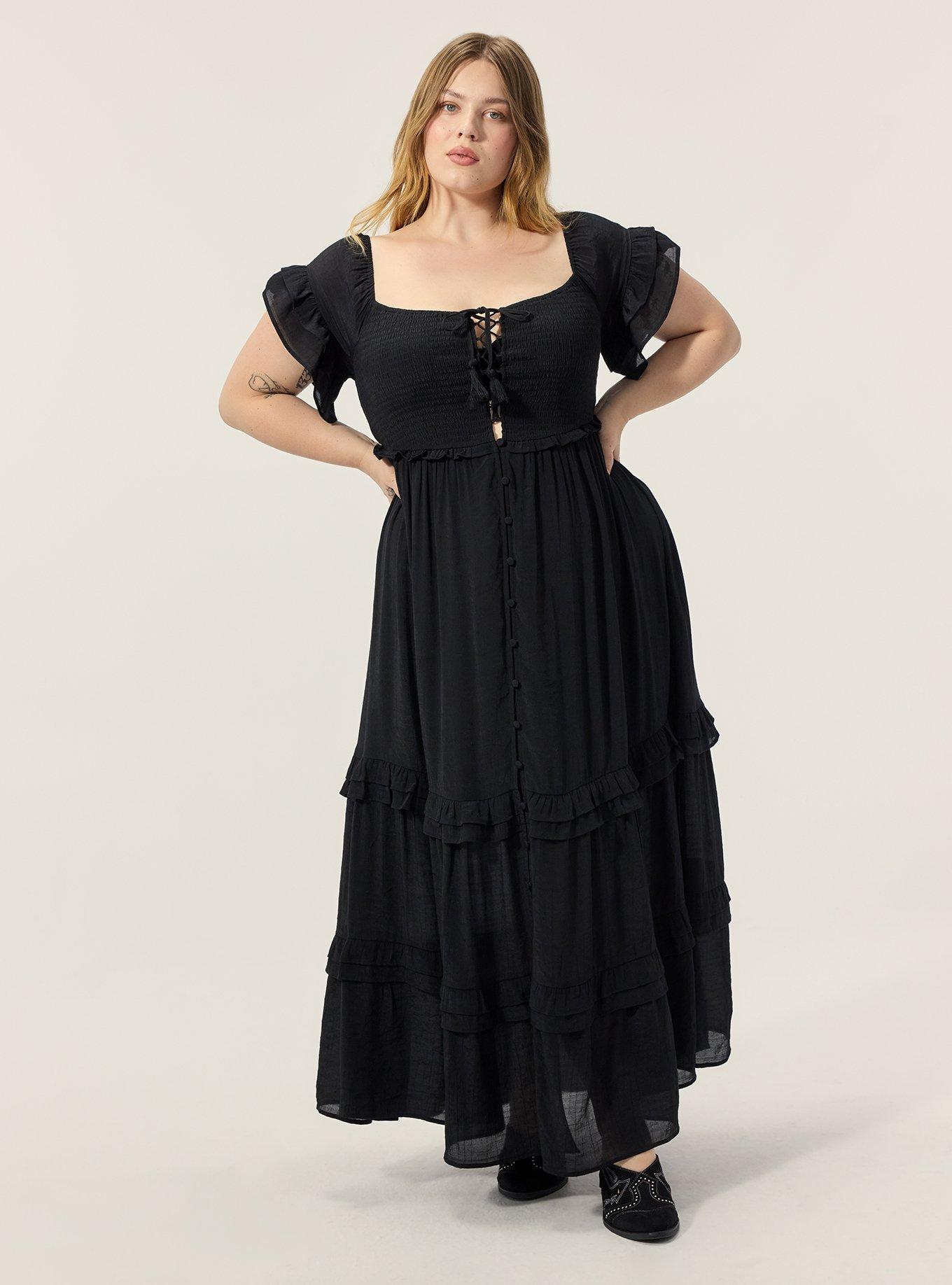 Plus Size - Festi Off-Shoulder Lace-Up Maxi Dress - Torrid