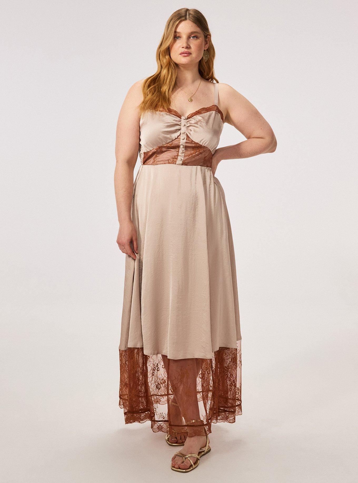 Festi Button Front Slip Dress, MUSHROOM, alternate