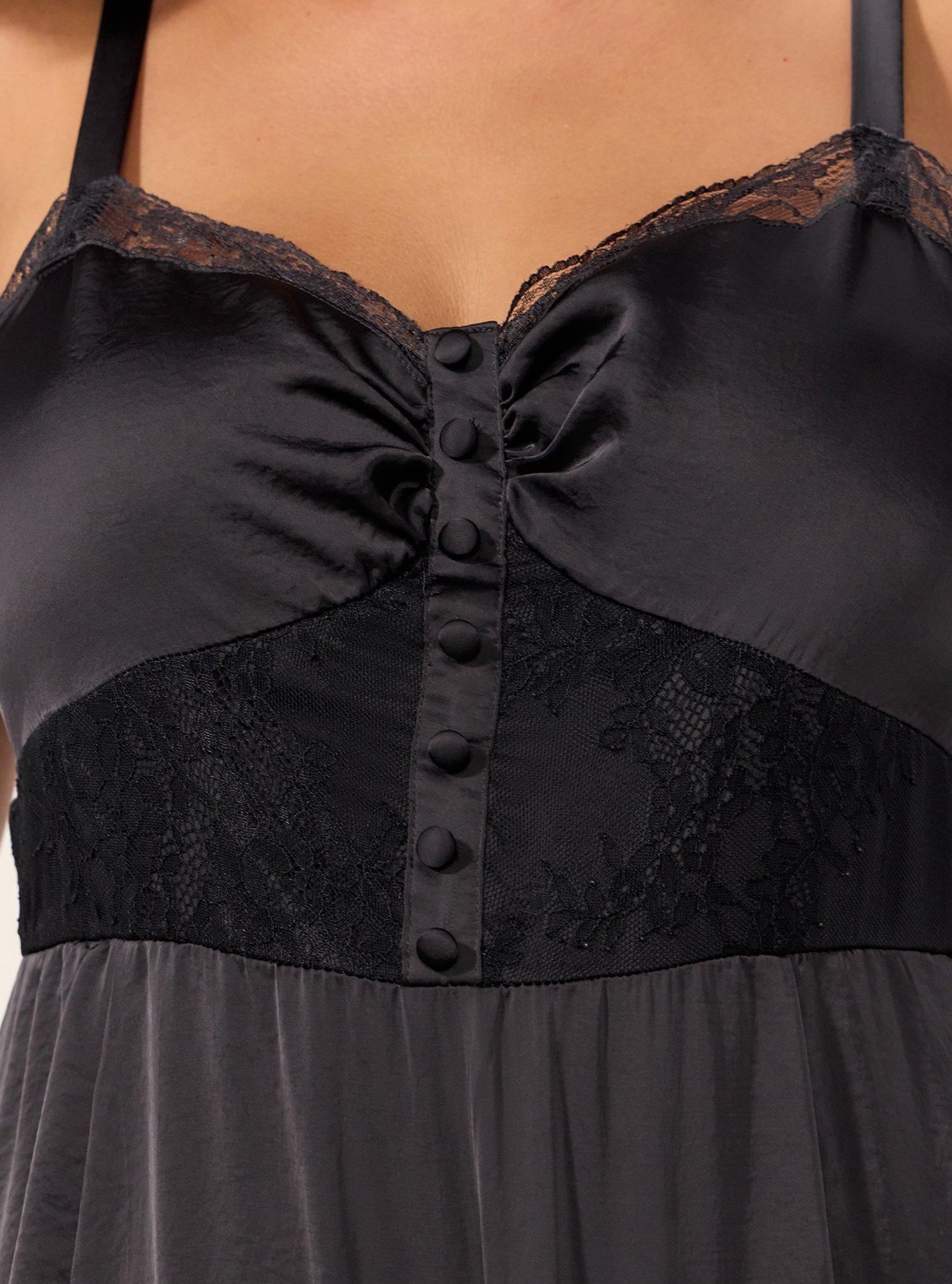 Plus Size Festi Button Front Slip Dress, PHANTOM, alternate