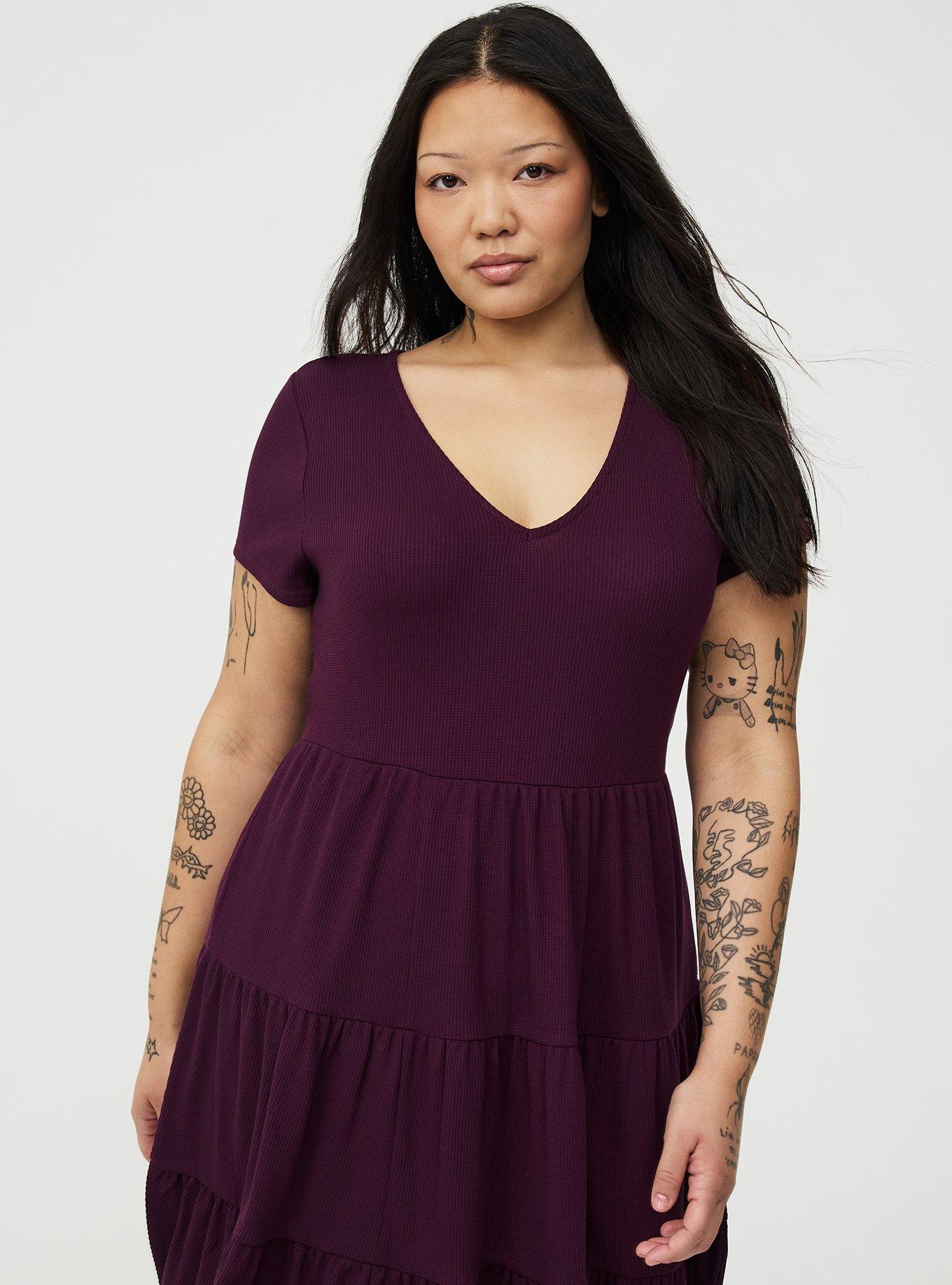 Tiered Waffle Knit Mini Dress, WINTER BLOOM, alternate