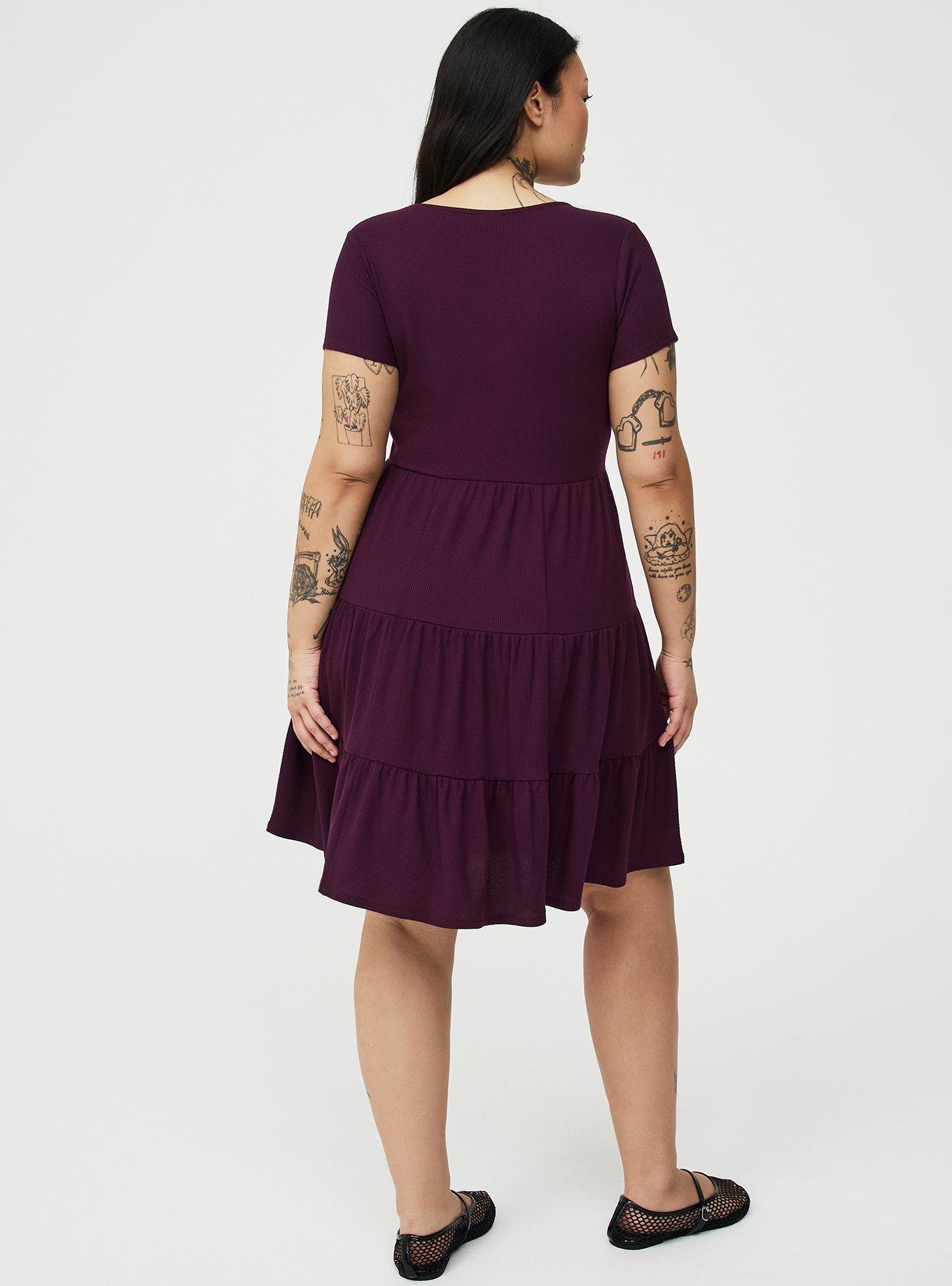 Tiered Waffle Knit Mini Dress, WINTER BLOOM, alternate